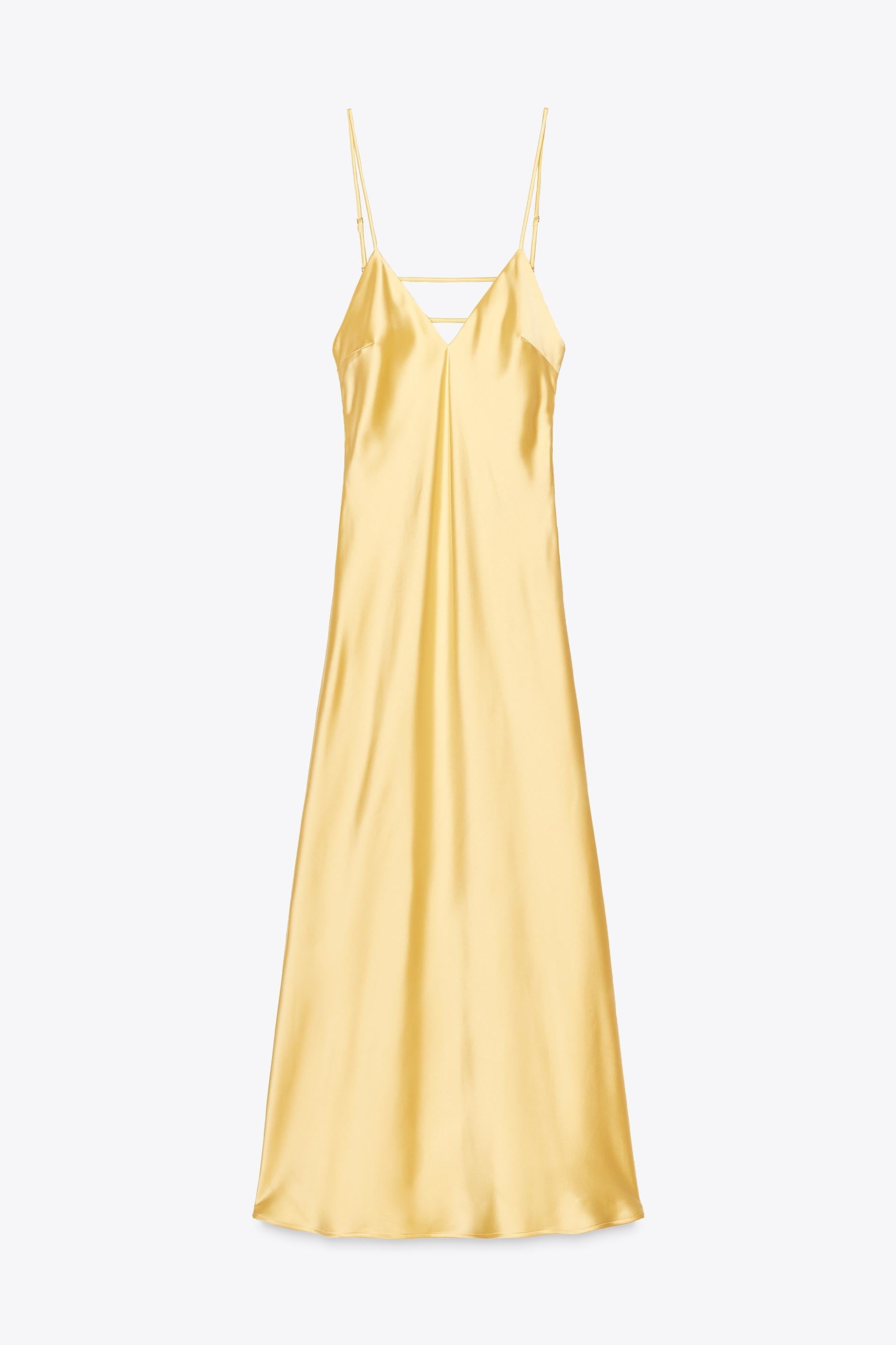 Chloe's Satin Backless Dress – Soft Yellow