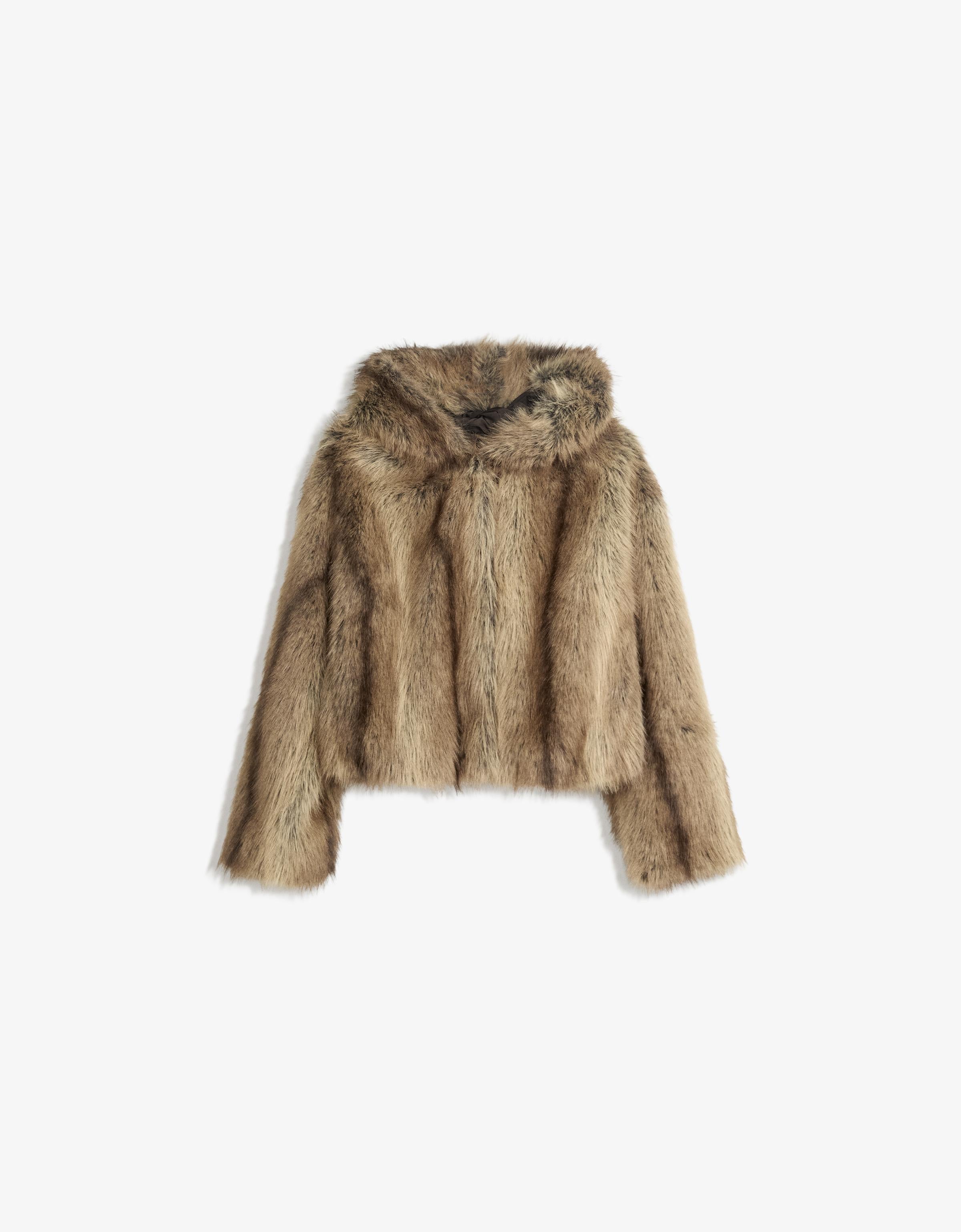 Hooded faux fur jacket