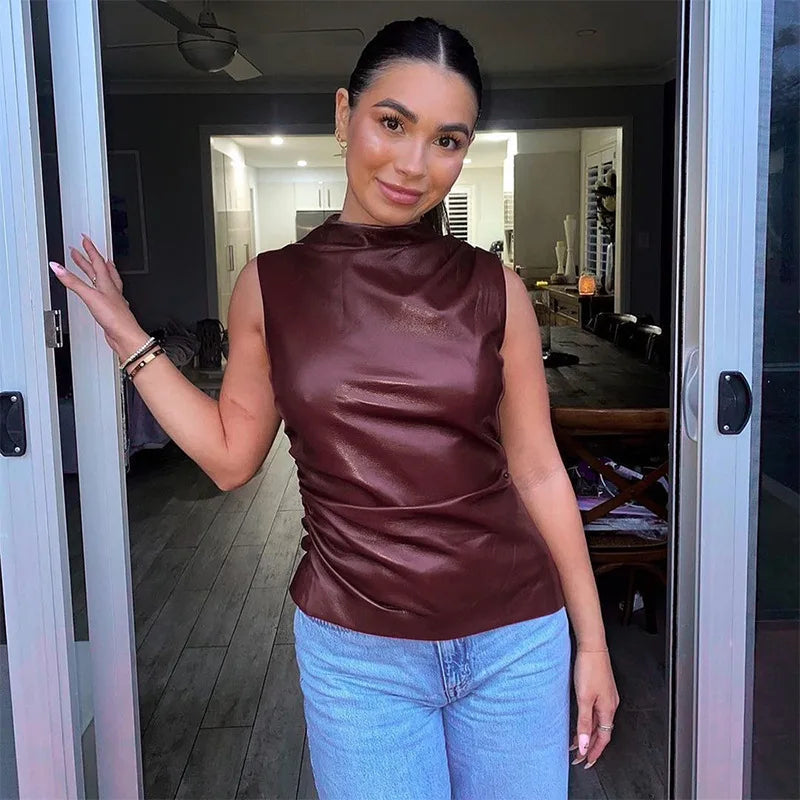 Chloe - Women's Vegan Leather Top
