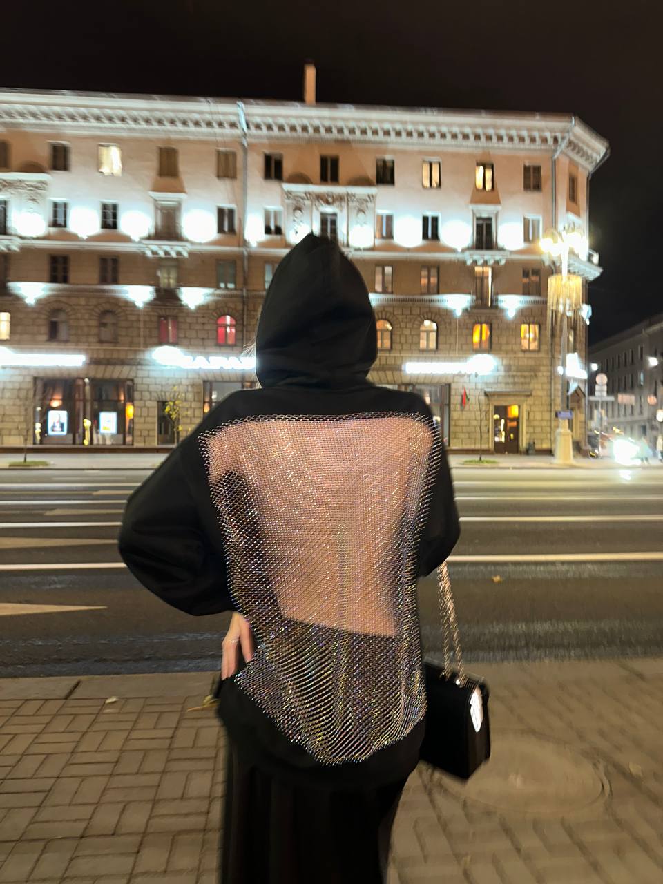 Shiny Open Back Hoodie