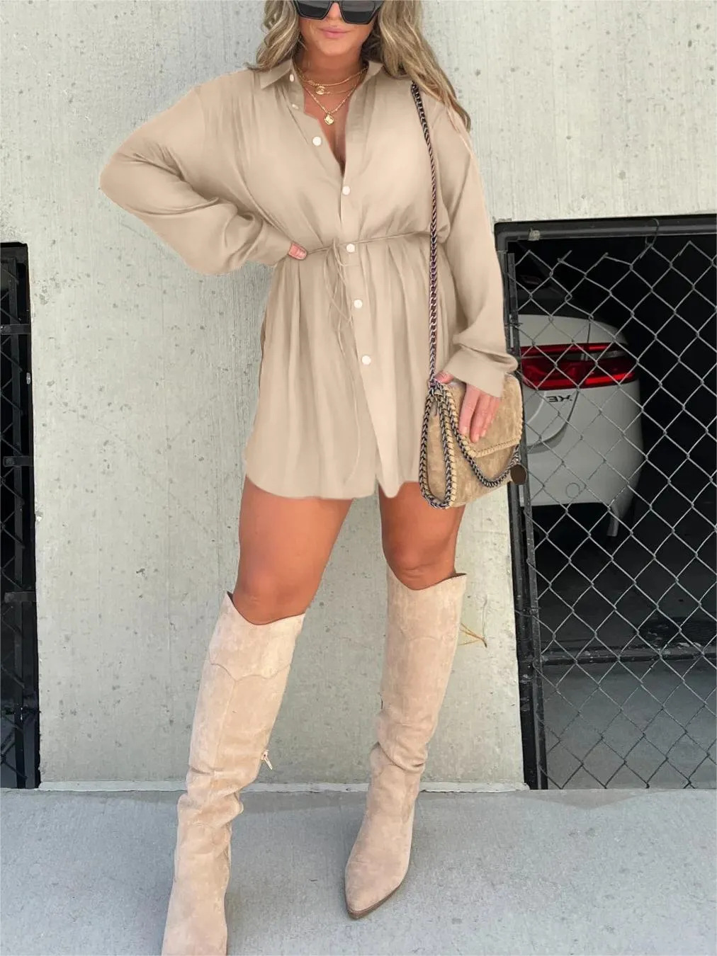 Chloe | Chic Satin Romper Dress