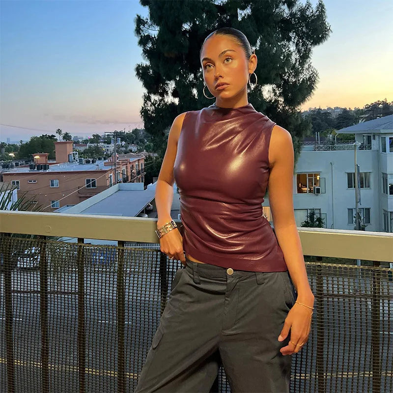 Chloe - Women's Vegan Leather Top