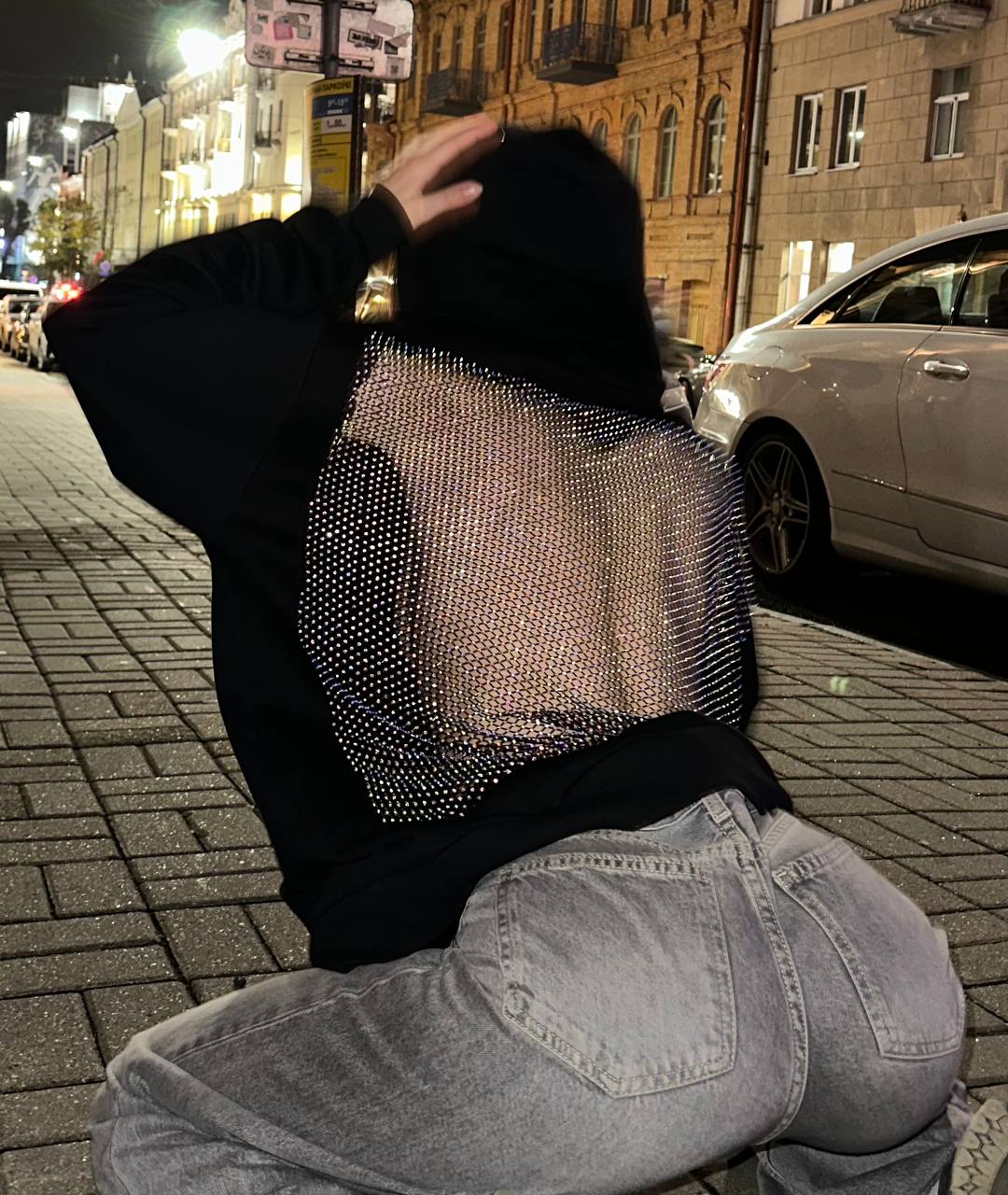Shiny Open Back Hoodie