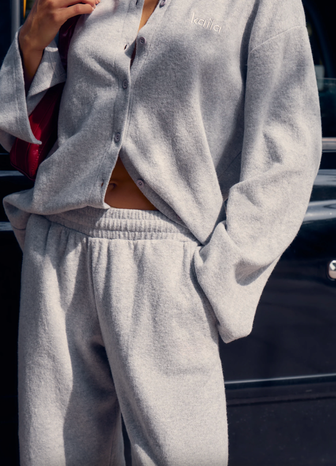 Mia Supersoft Wide Leg Trousers Grey Marl