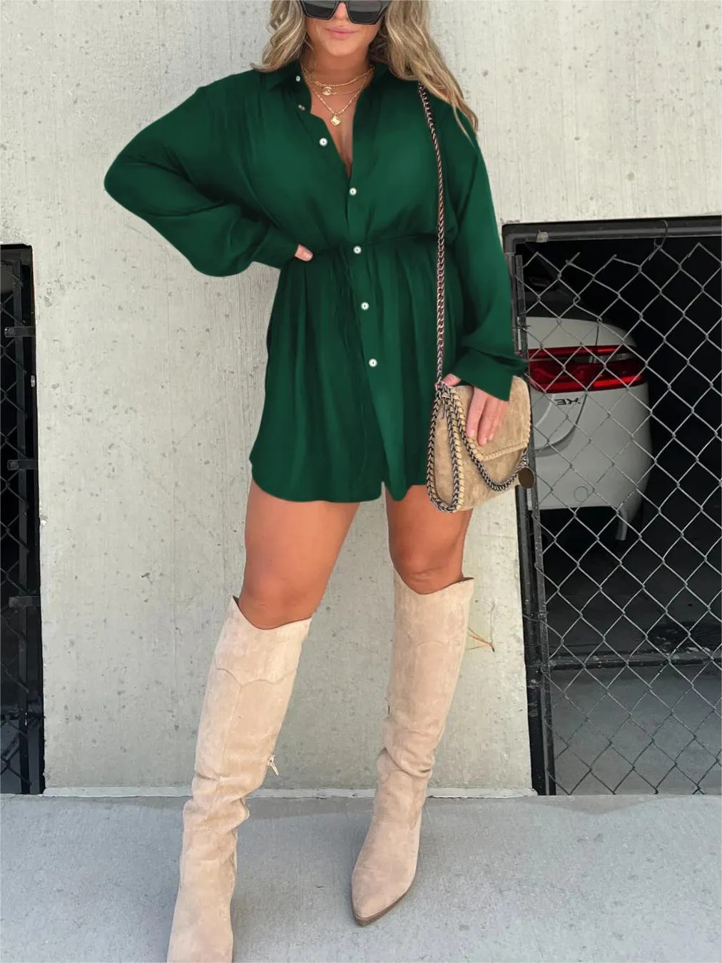 Chloe | Chic Satin Romper Dress