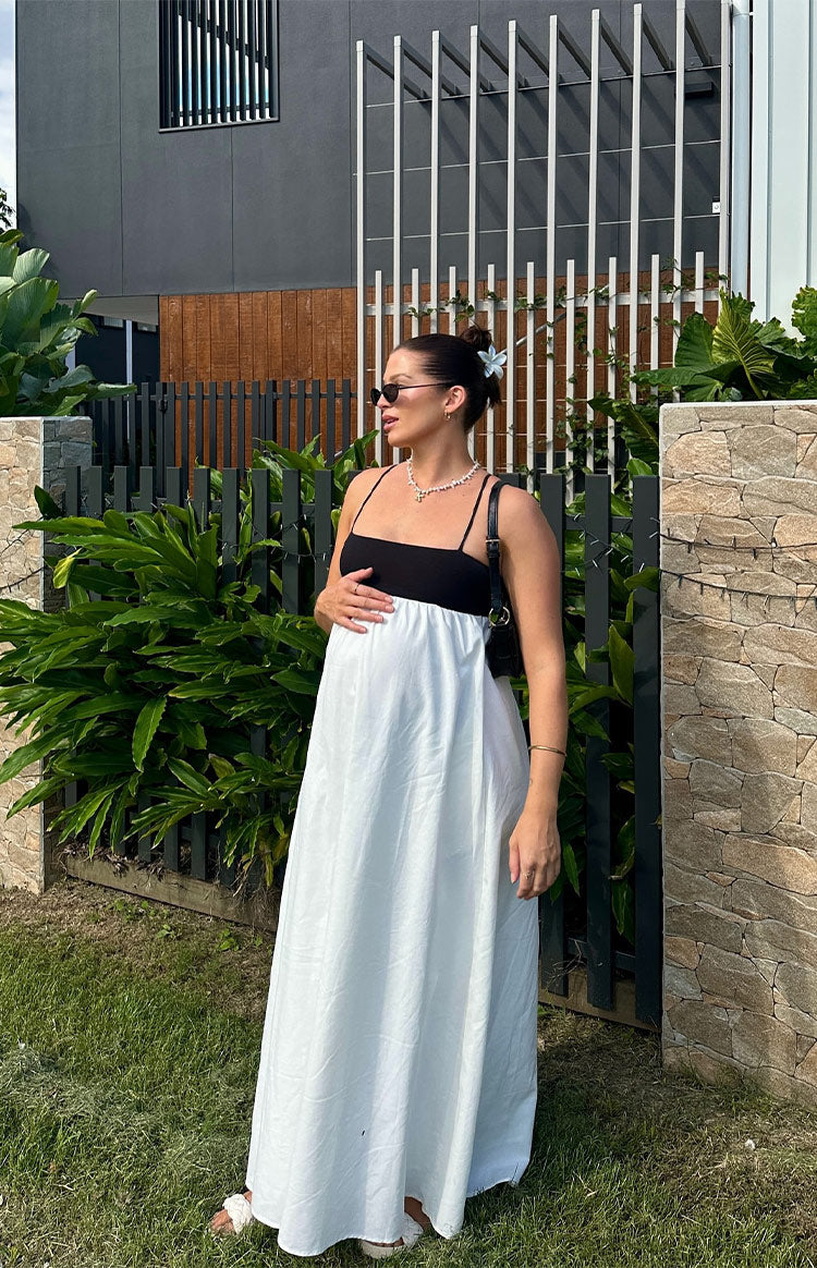 Lily | White Contrast Maxi Dress