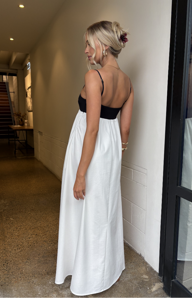 Lily | White Contrast Maxi Dress