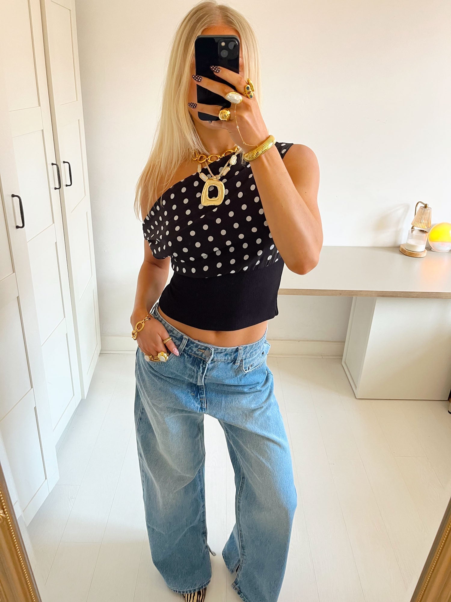 Lily Dot Top - Black & White