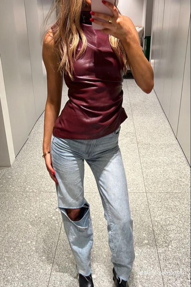 Chloe - Women's Vegan Leather Top