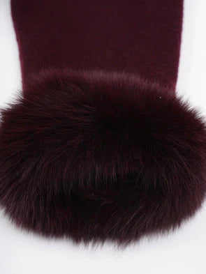 WOOLCOAT WITH FUR- DARK RED
