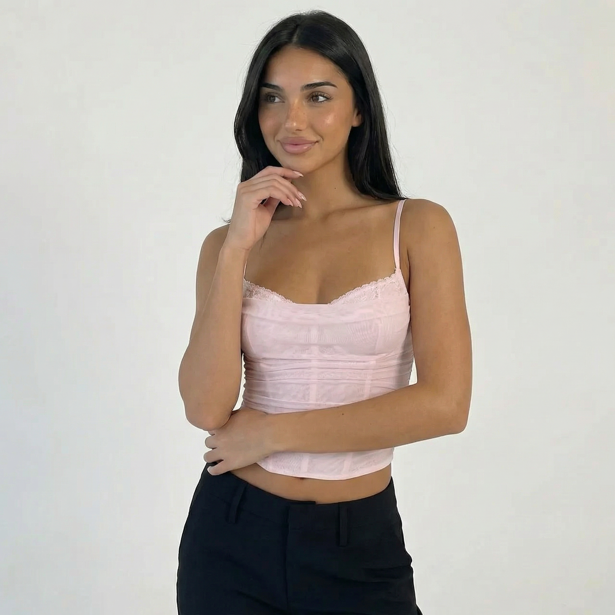 Women’s Lace Trim Corset Cami Top
