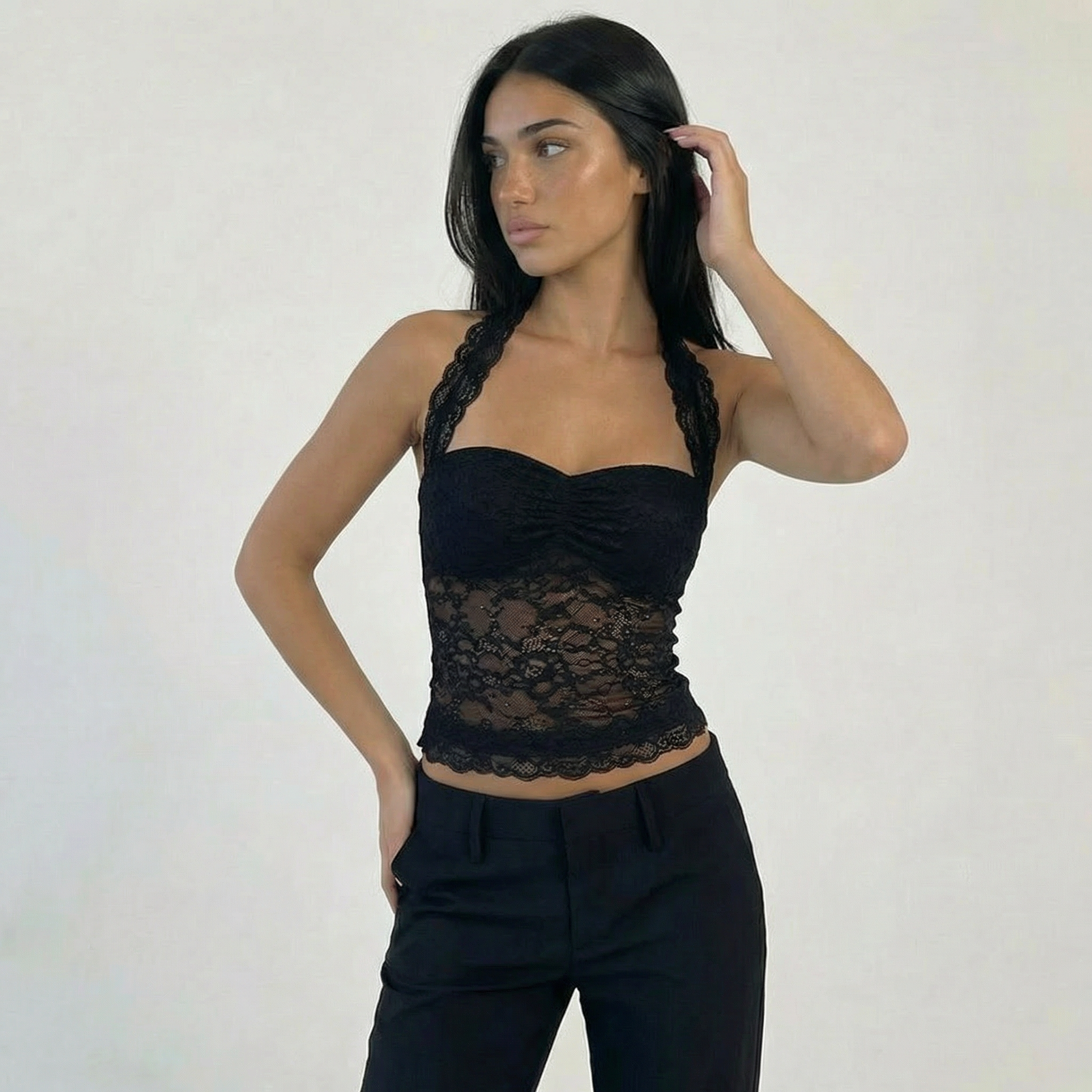Women’s Lace Halter Corset Crop Top