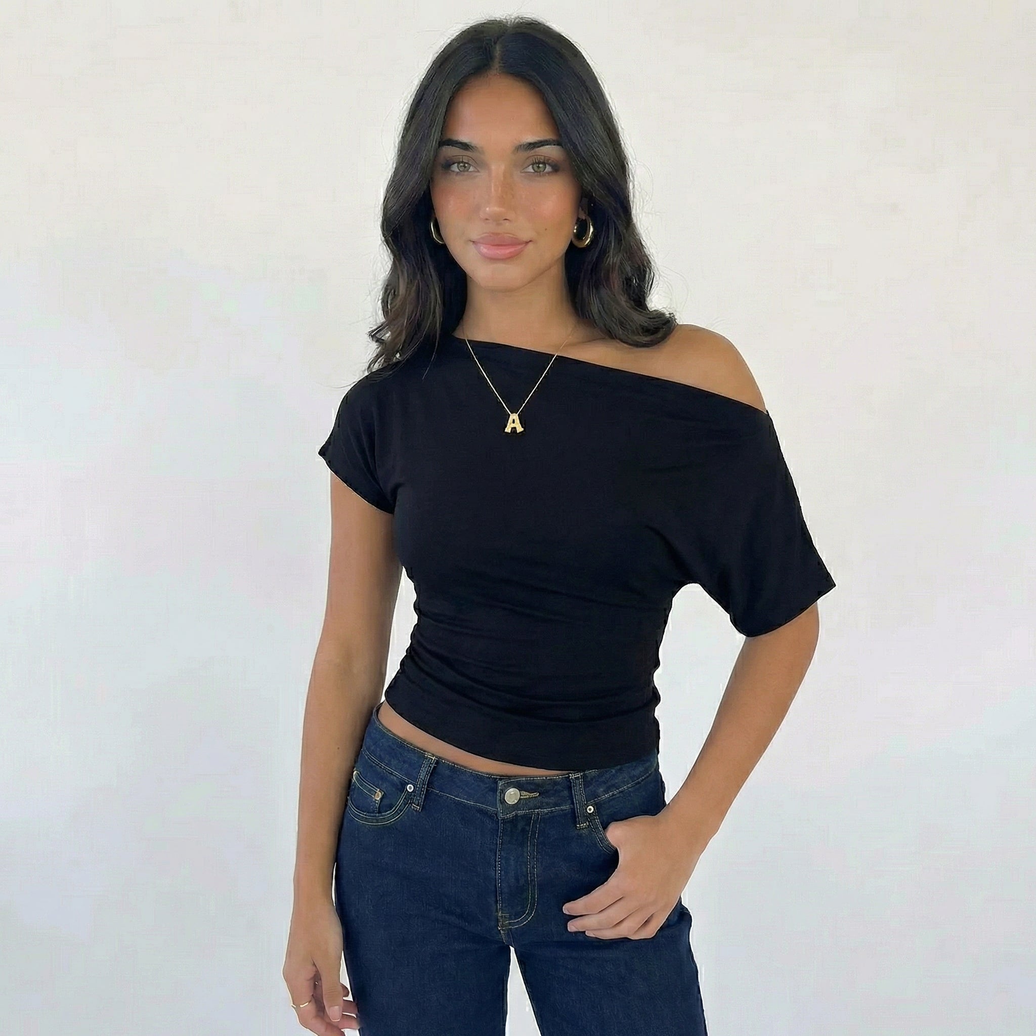 Women’s One Shoulder Fitted Short Sleeve Top