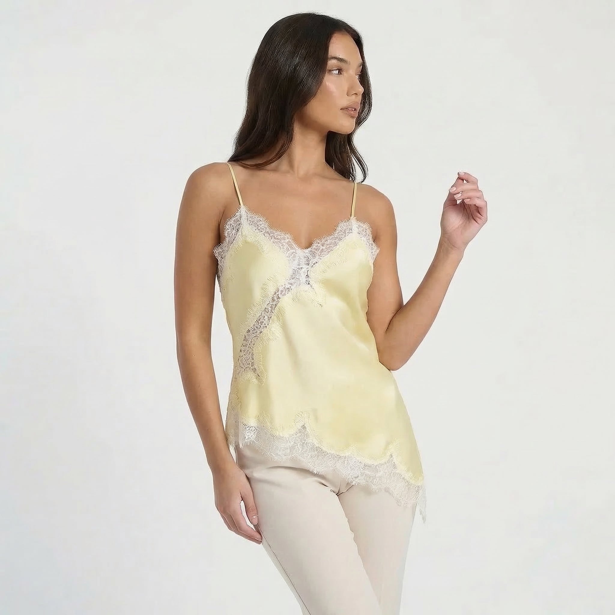 Women’s Satin Lace Trim Cami Top
