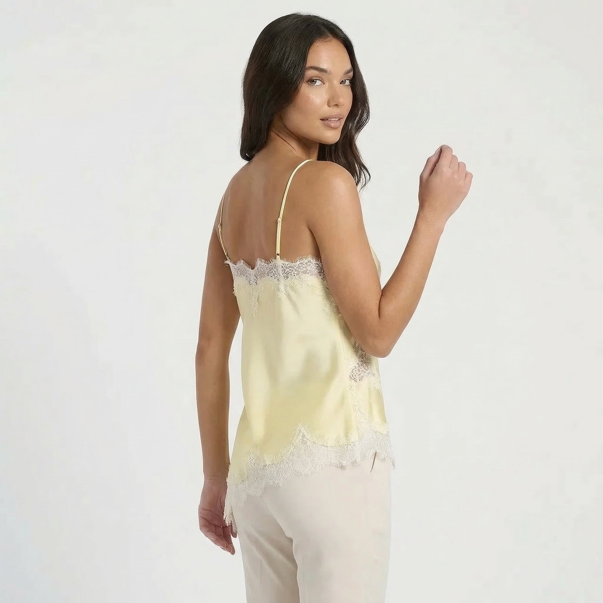 Women’s Satin Lace Trim Cami Top