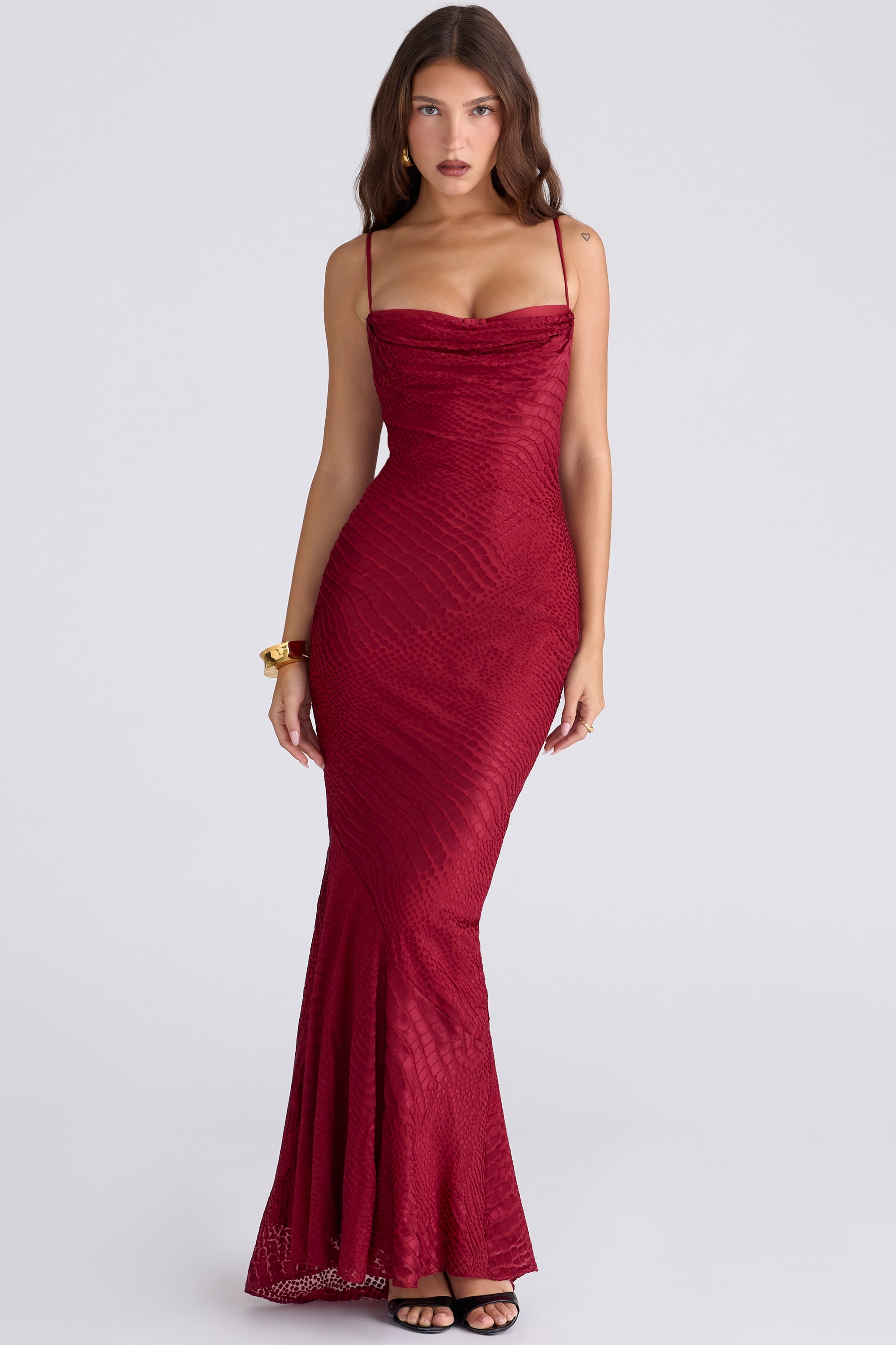 red lace embroidered maxi dress - limited edition