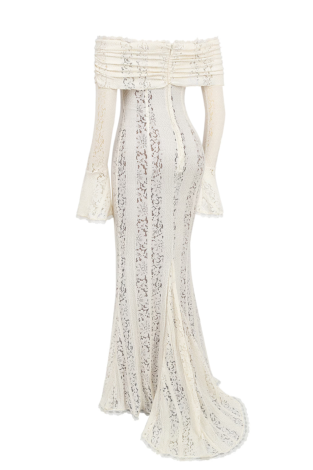 Off Shoulder Floral Lace Maxi Dress