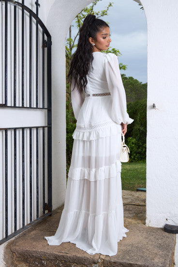 Emily | Long Dress with Crochet Yoke