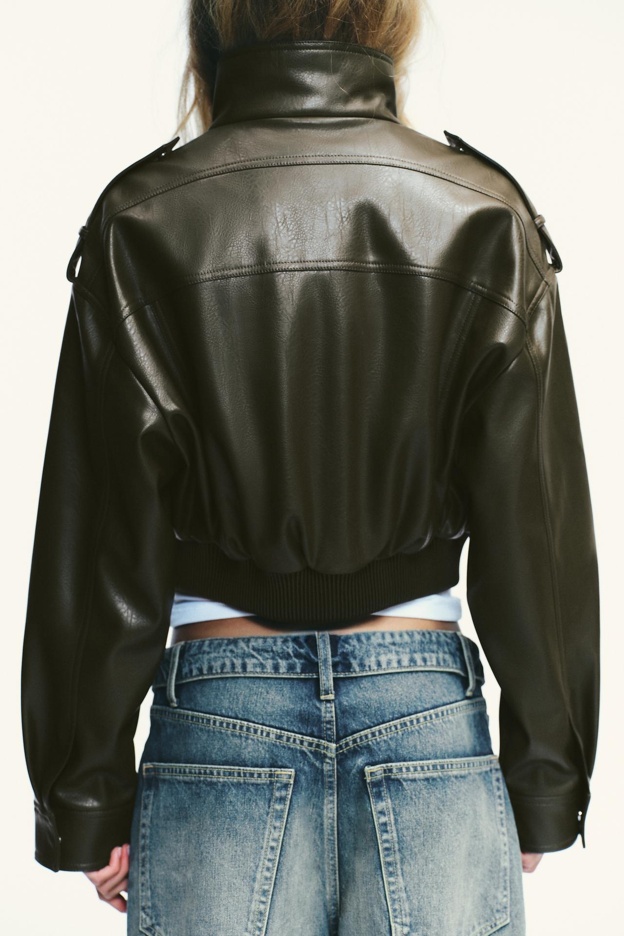 Winter Faux Leather Bomber Jacket