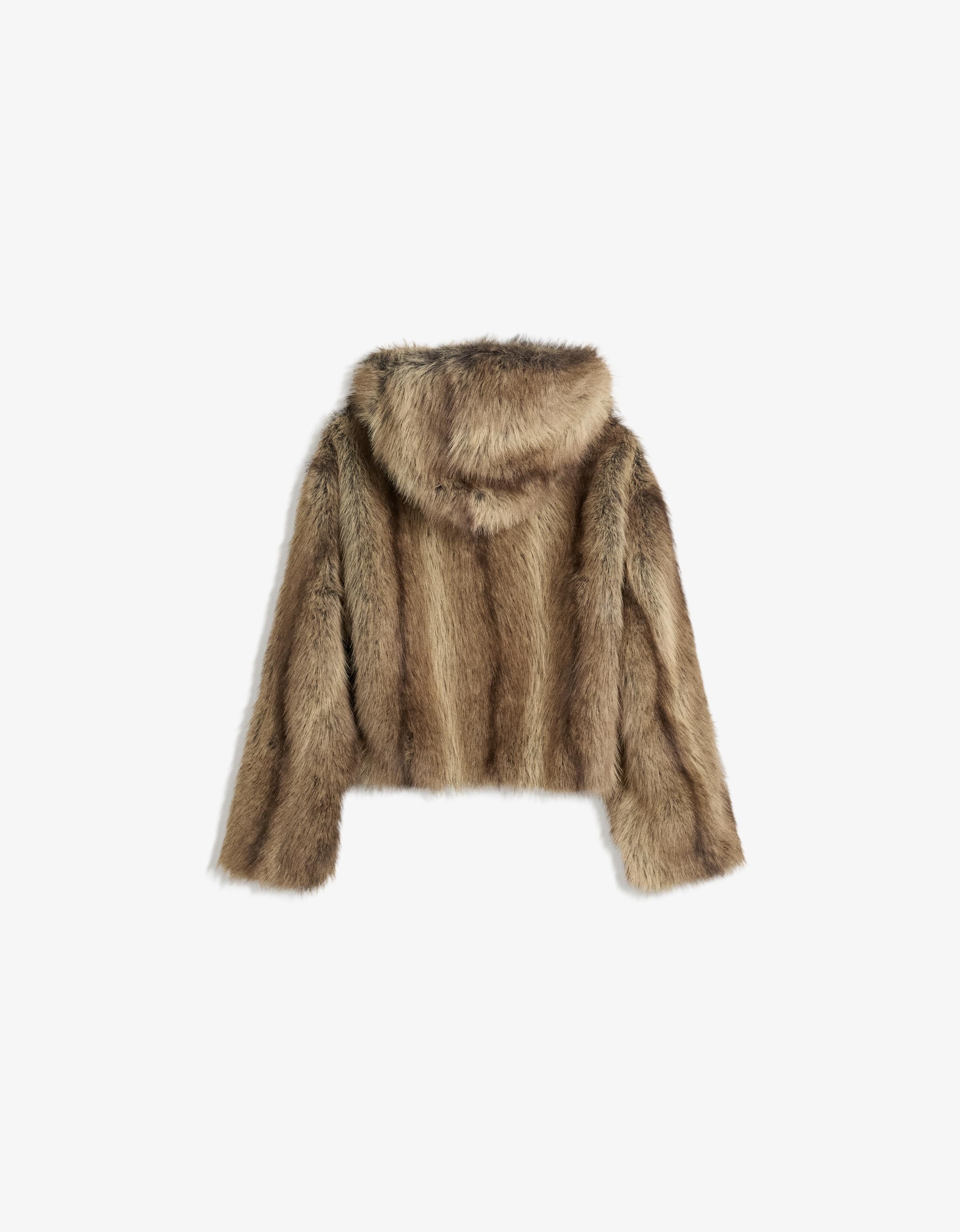 Hooded faux fur jacket