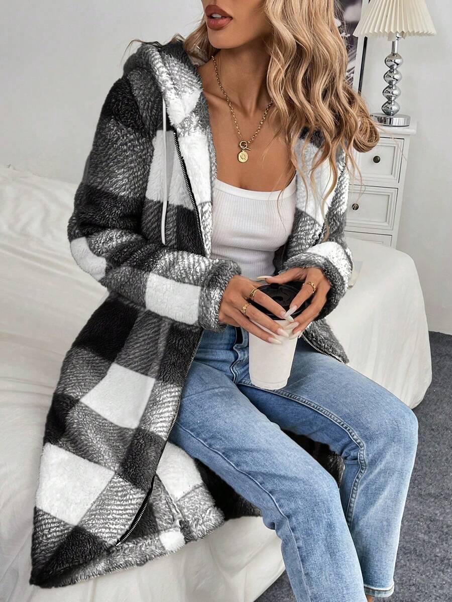 Zip-Up Long Fleece Cardigan