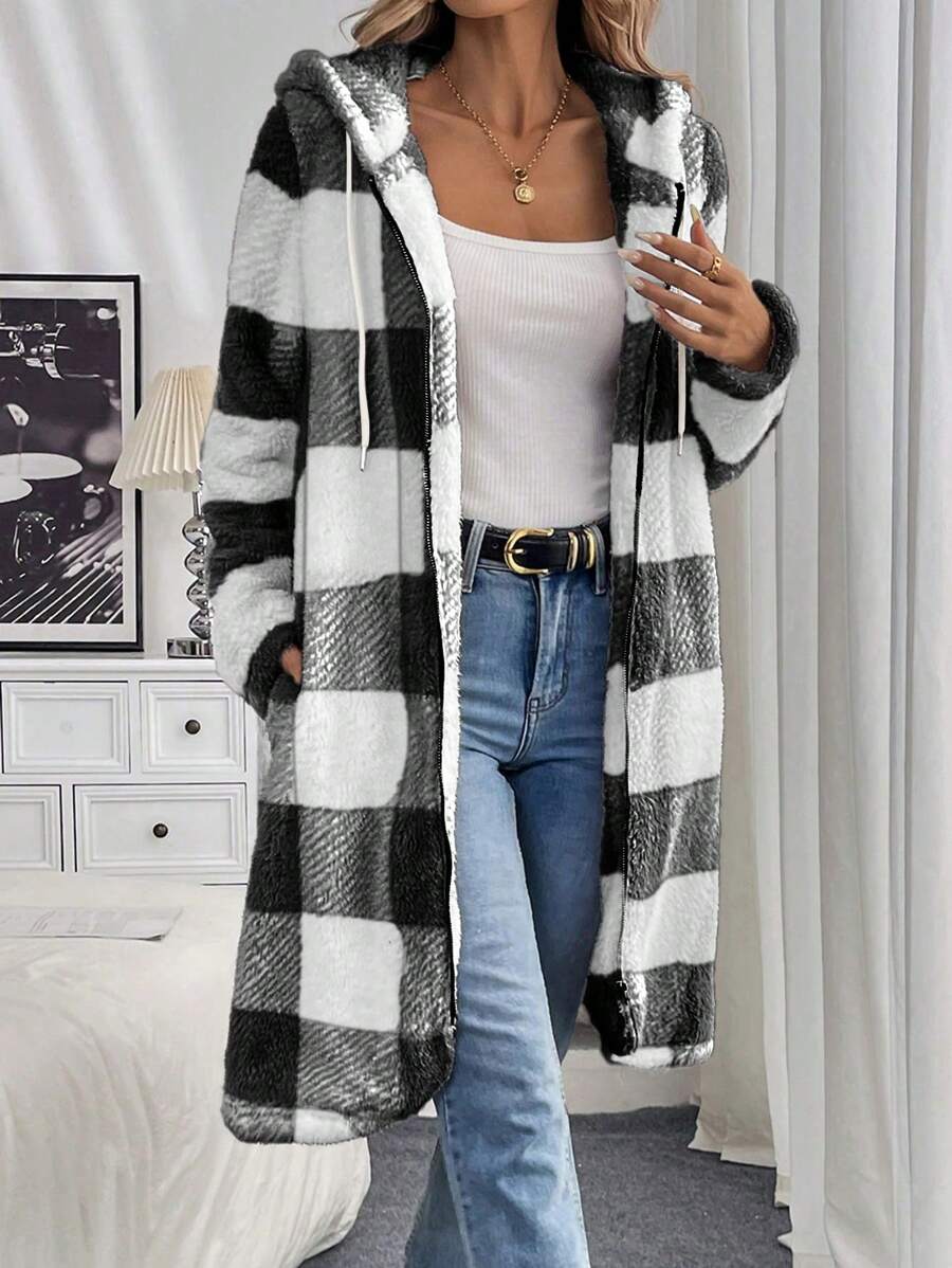 Zip-Up Long Fleece Cardigan