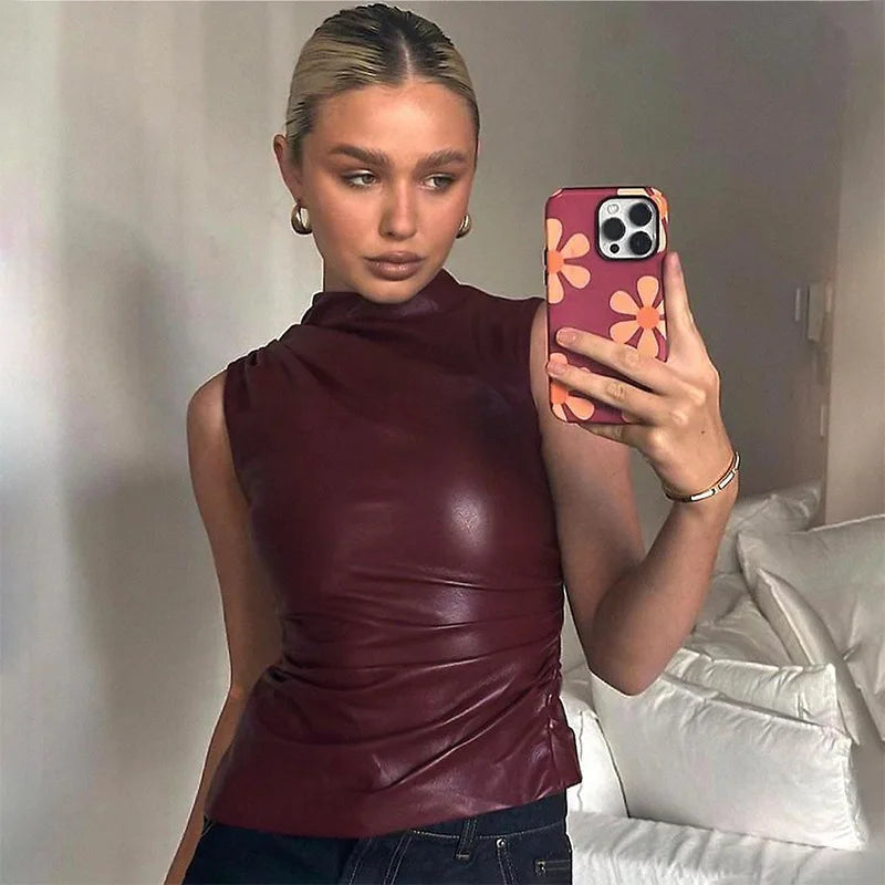 Chloe - Women's Vegan Leather Top