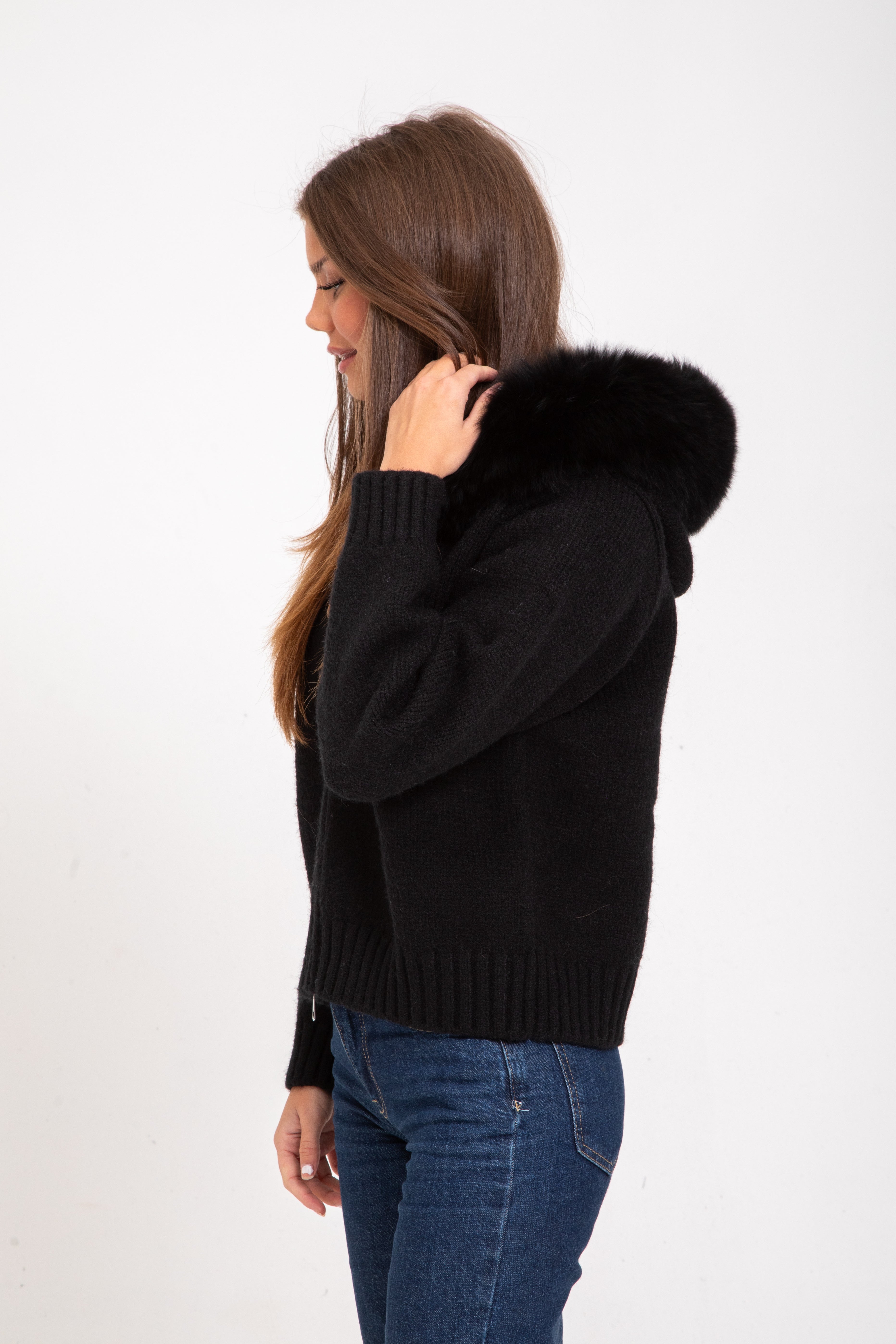 Rose Fur Jacket - Black