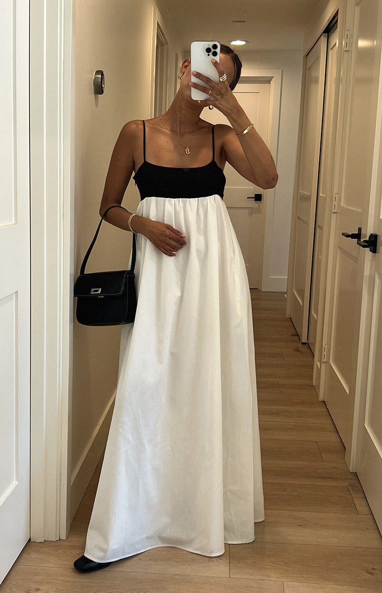 Lily | White Contrast Maxi Dress