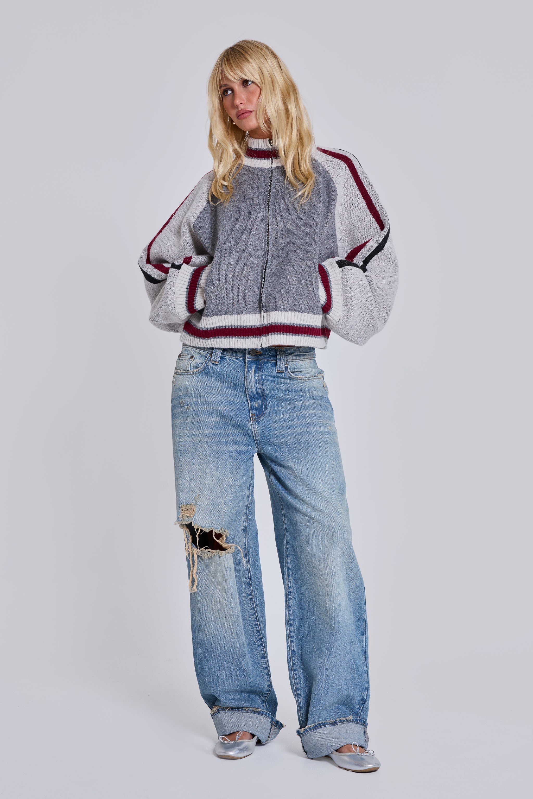 "85" Knitted Bomber Jacket