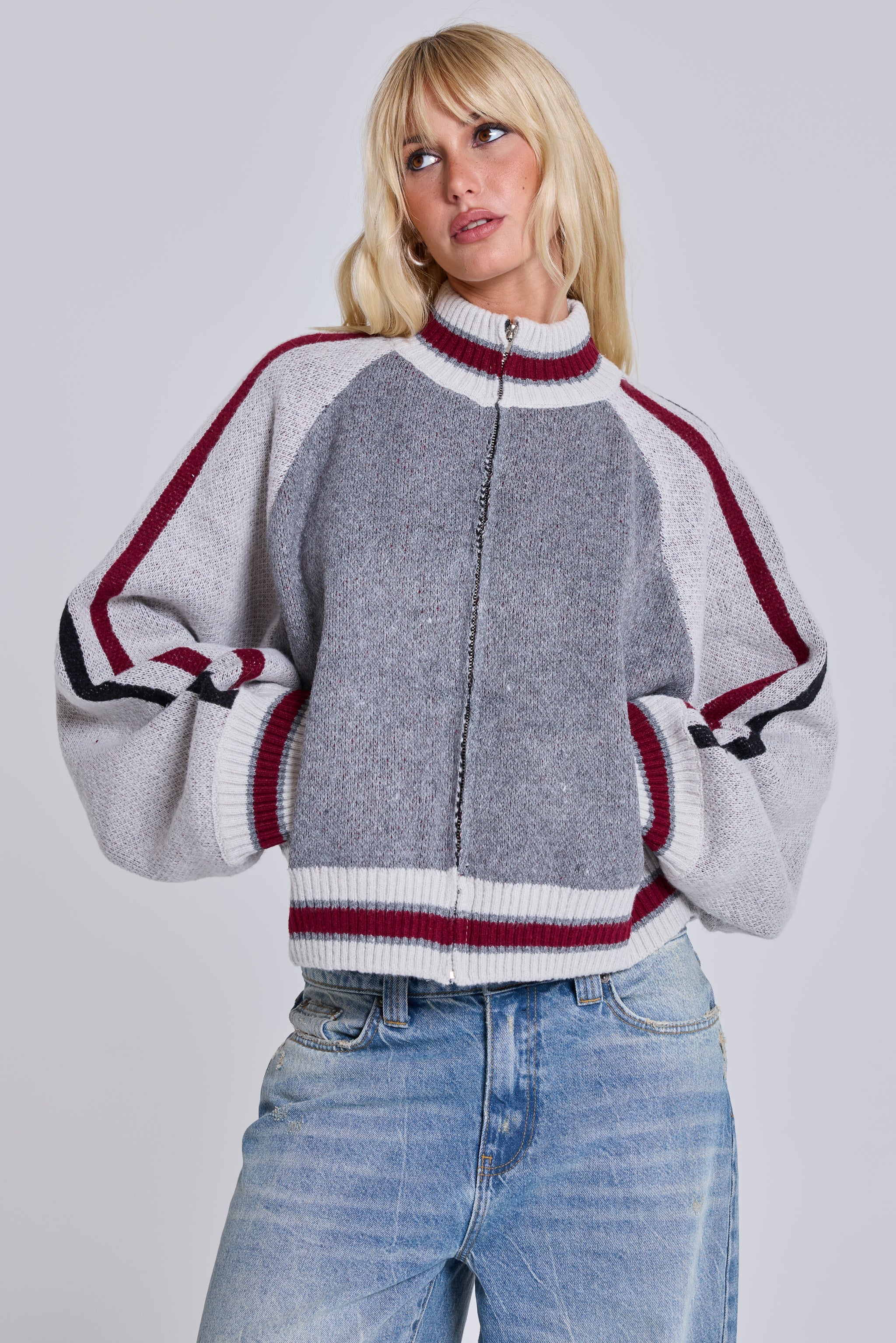 "85" Knitted Bomber Jacket