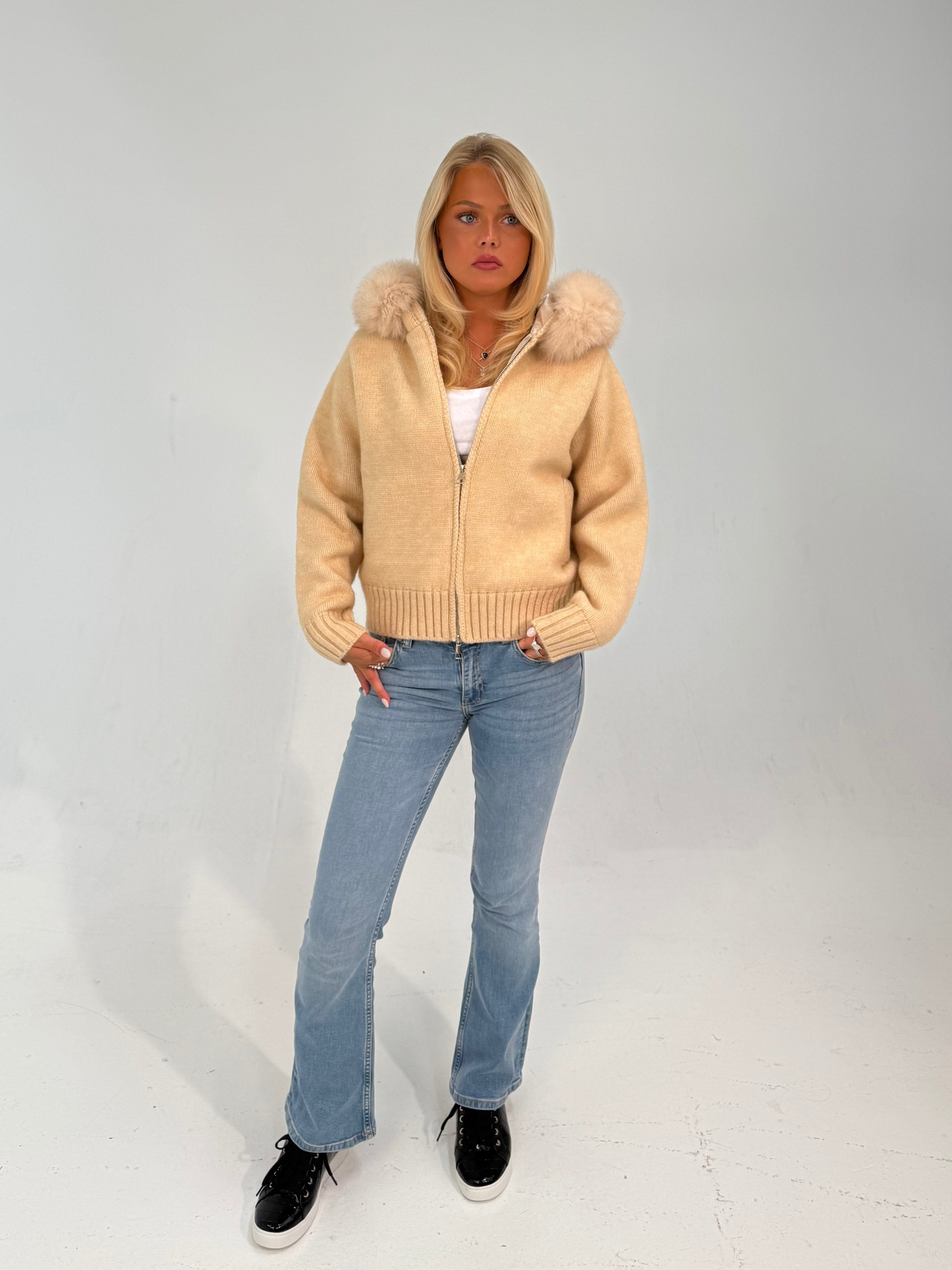 Rose Fur Jacket - Beige