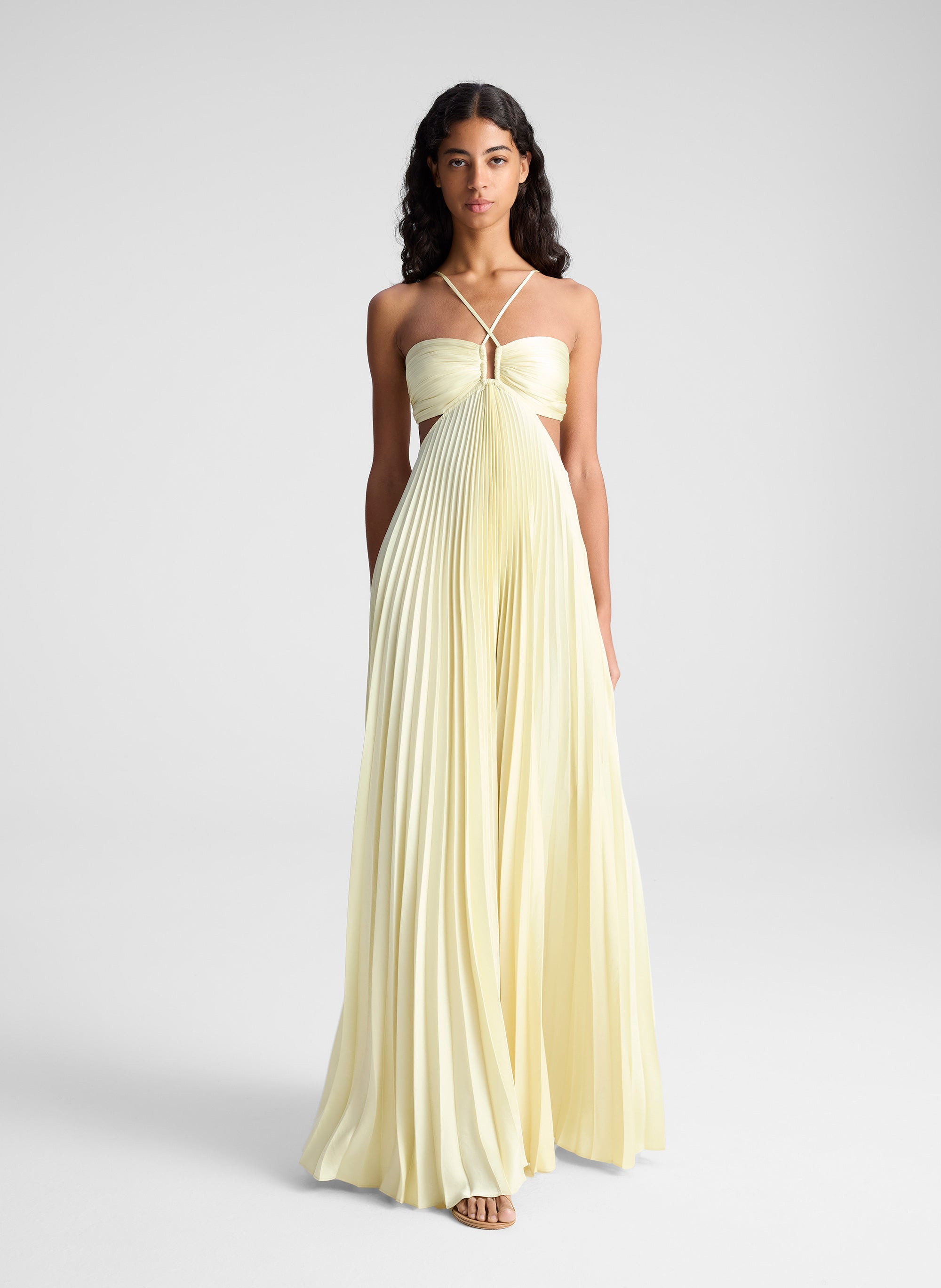 Grace Satin Pleated Maxi Dress