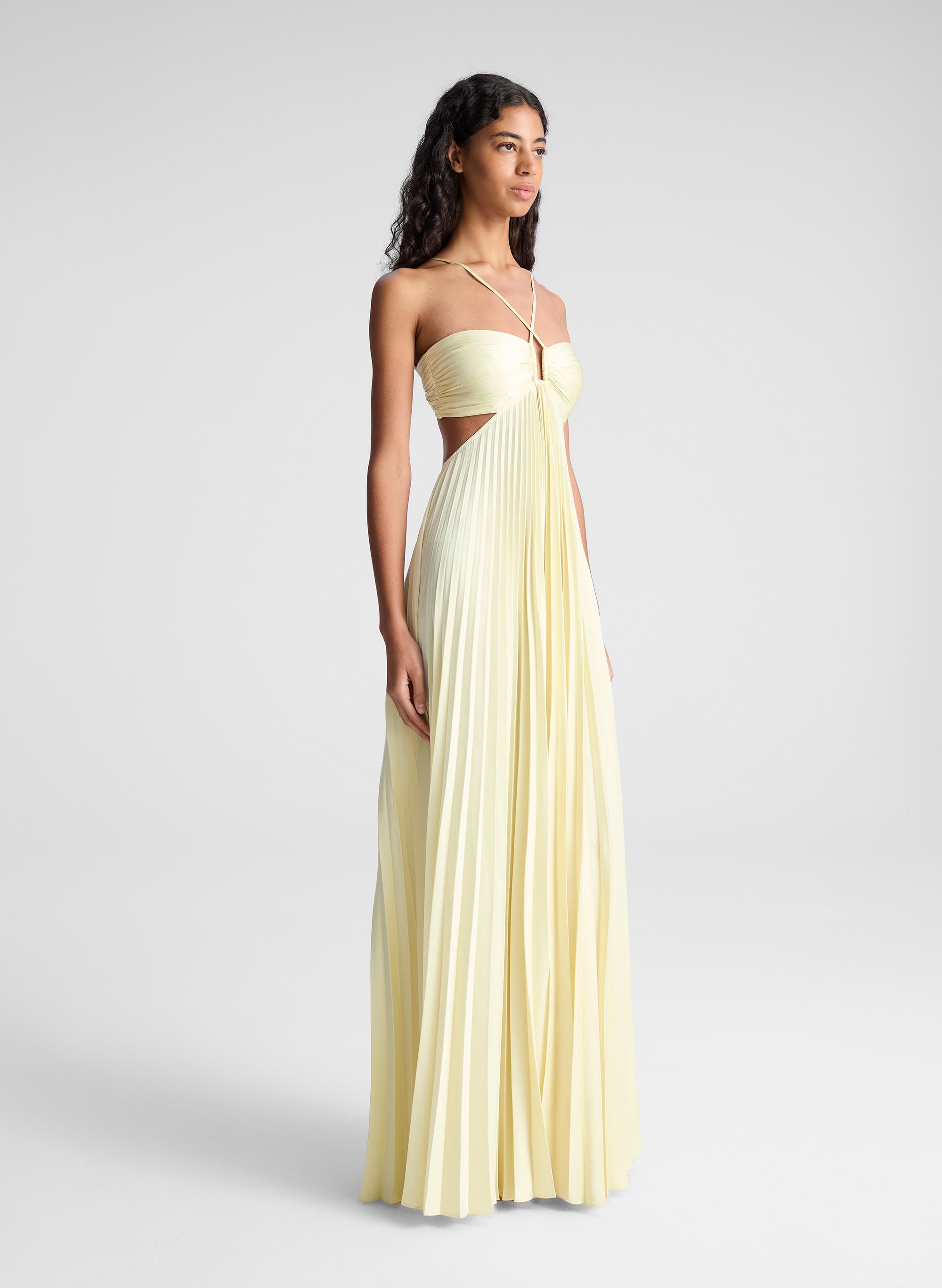 Grace Satin Pleated Maxi Dress