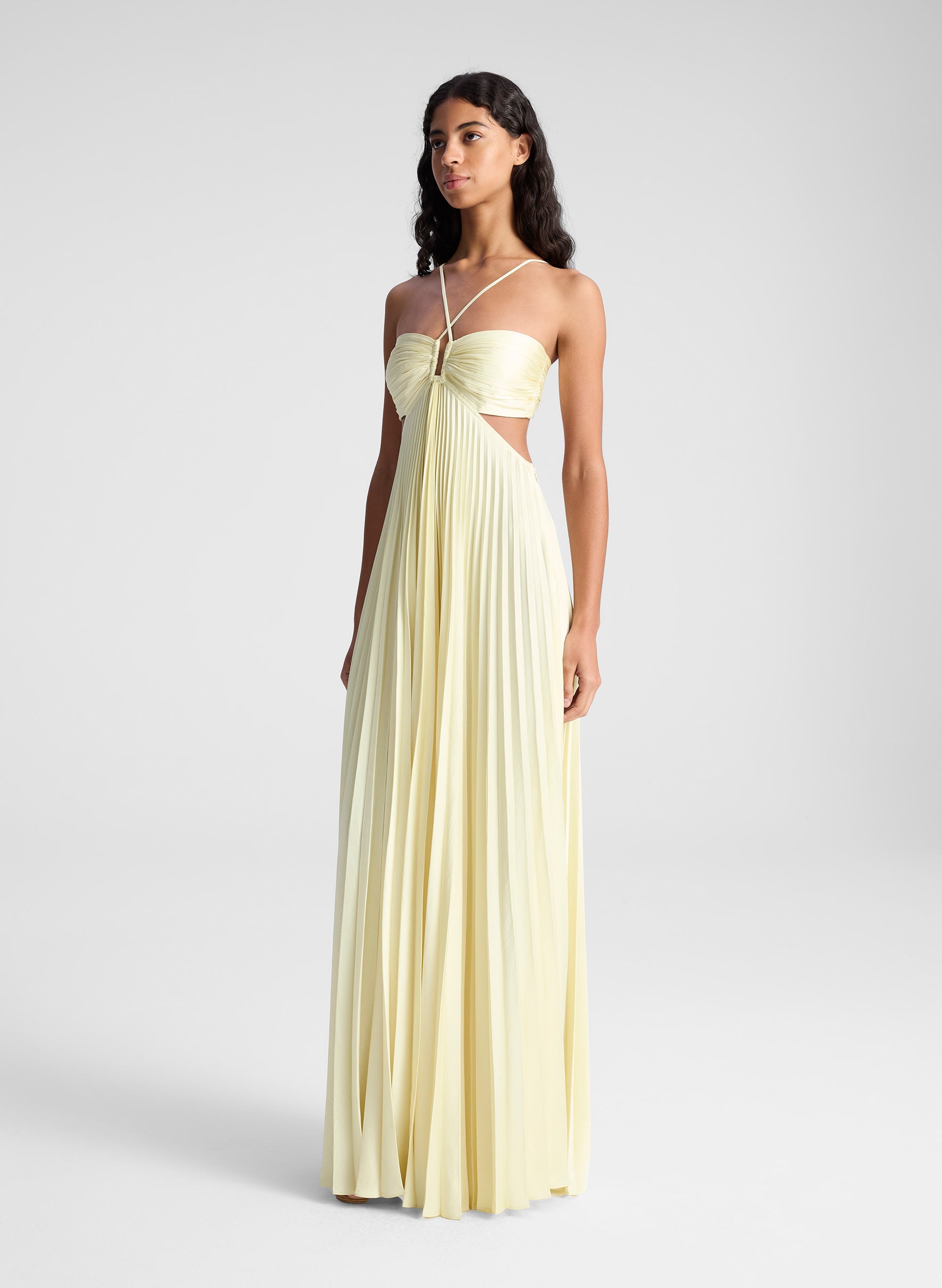 Grace Satin Pleated Maxi Dress