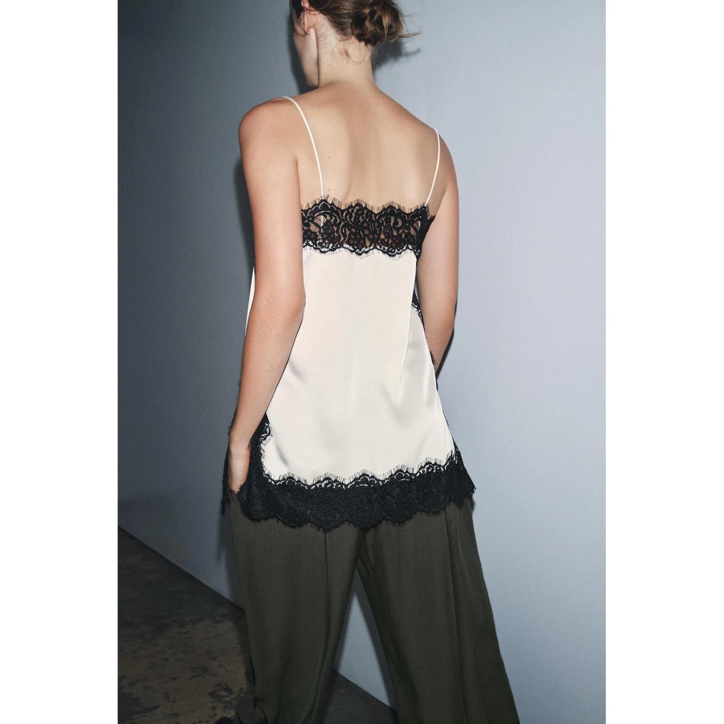 Mary Satin Lace Trim Mini Dress