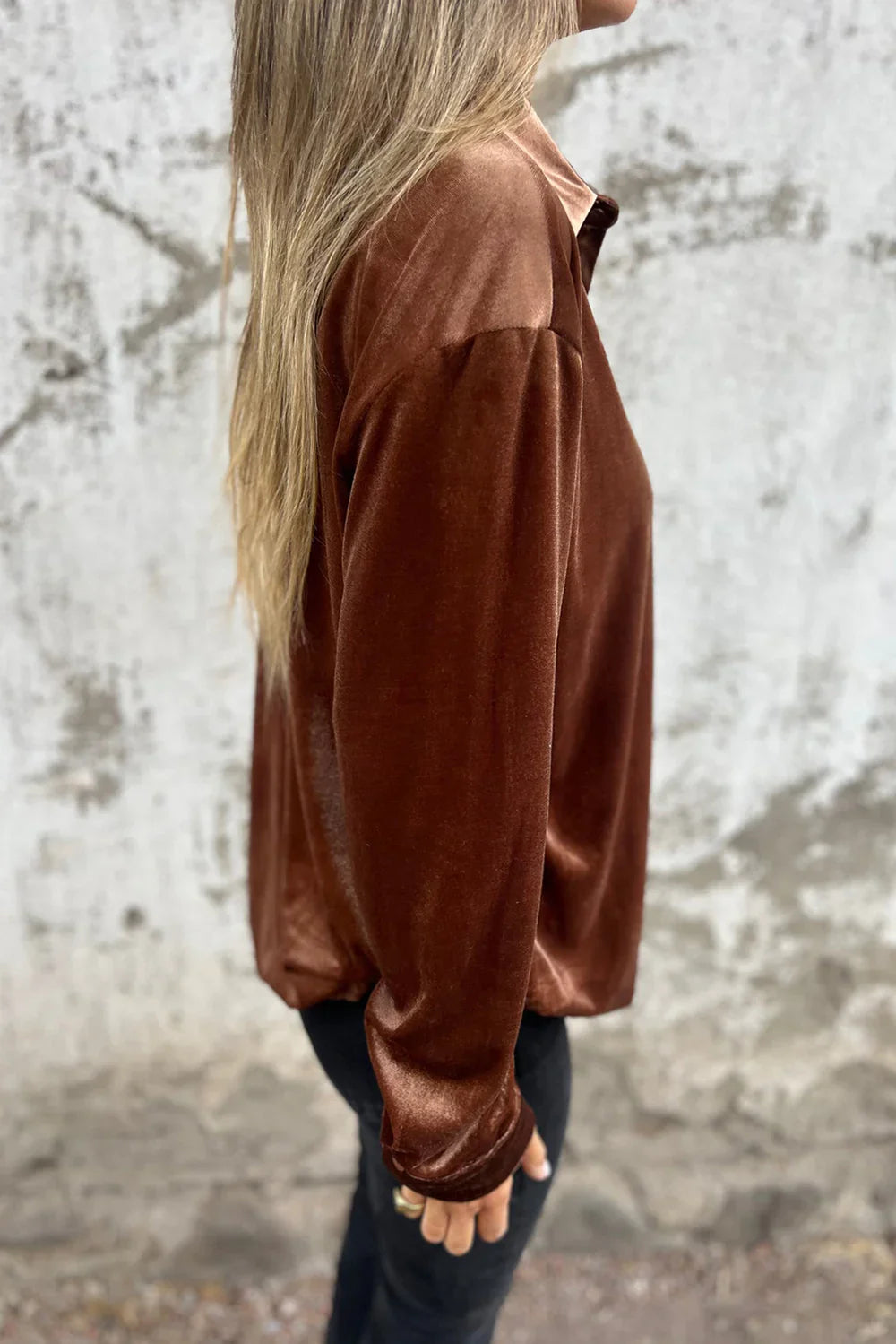 Clara | Velvet Button-Up Blouse