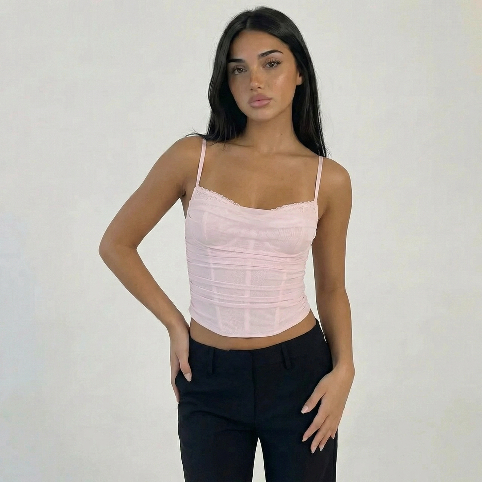 Women’s Lace Trim Corset Cami Top