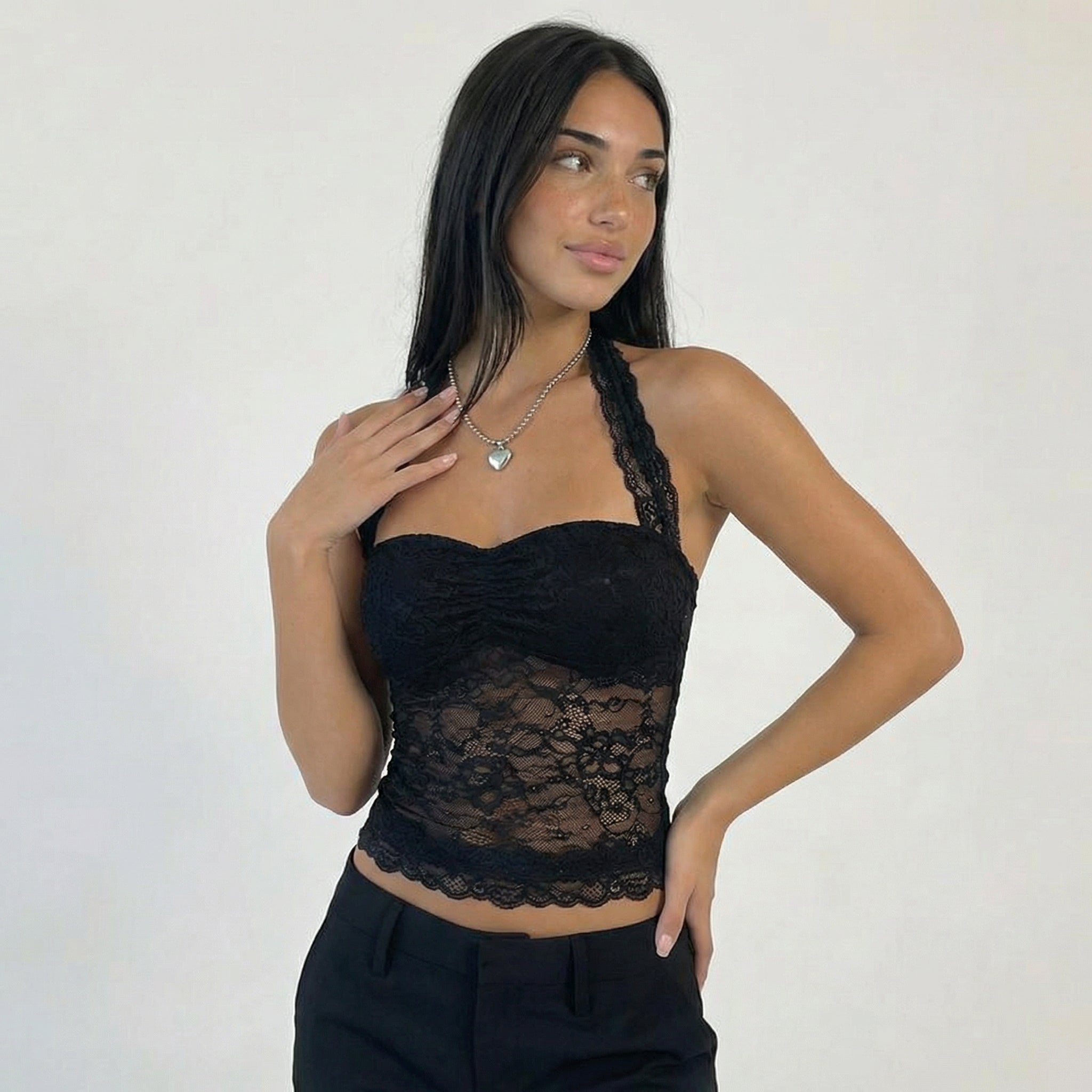 Women’s Lace Halter Corset Crop Top