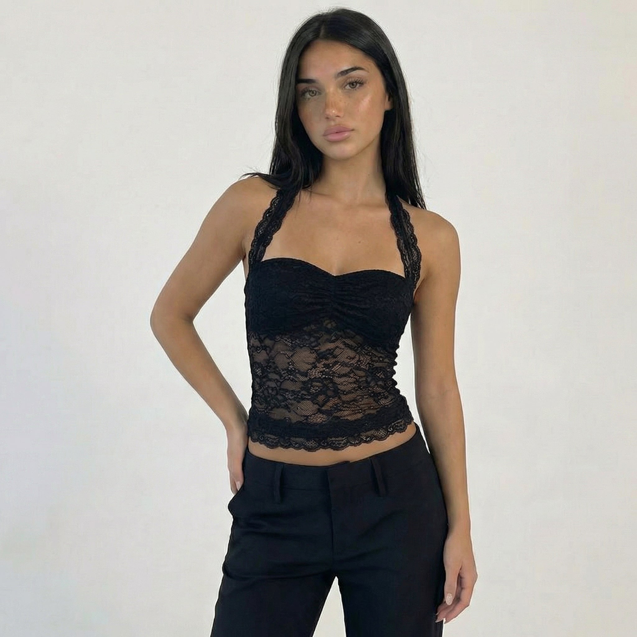 Women’s Lace Halter Corset Crop Top