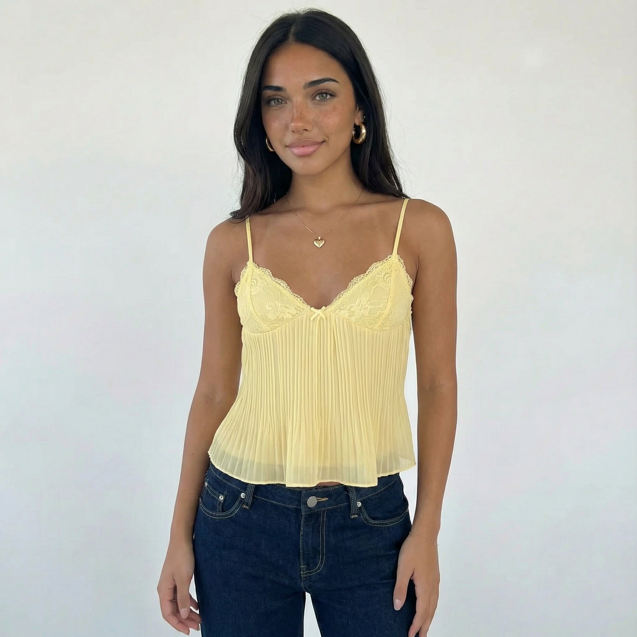 Women’s Lace Pleated Cami Top