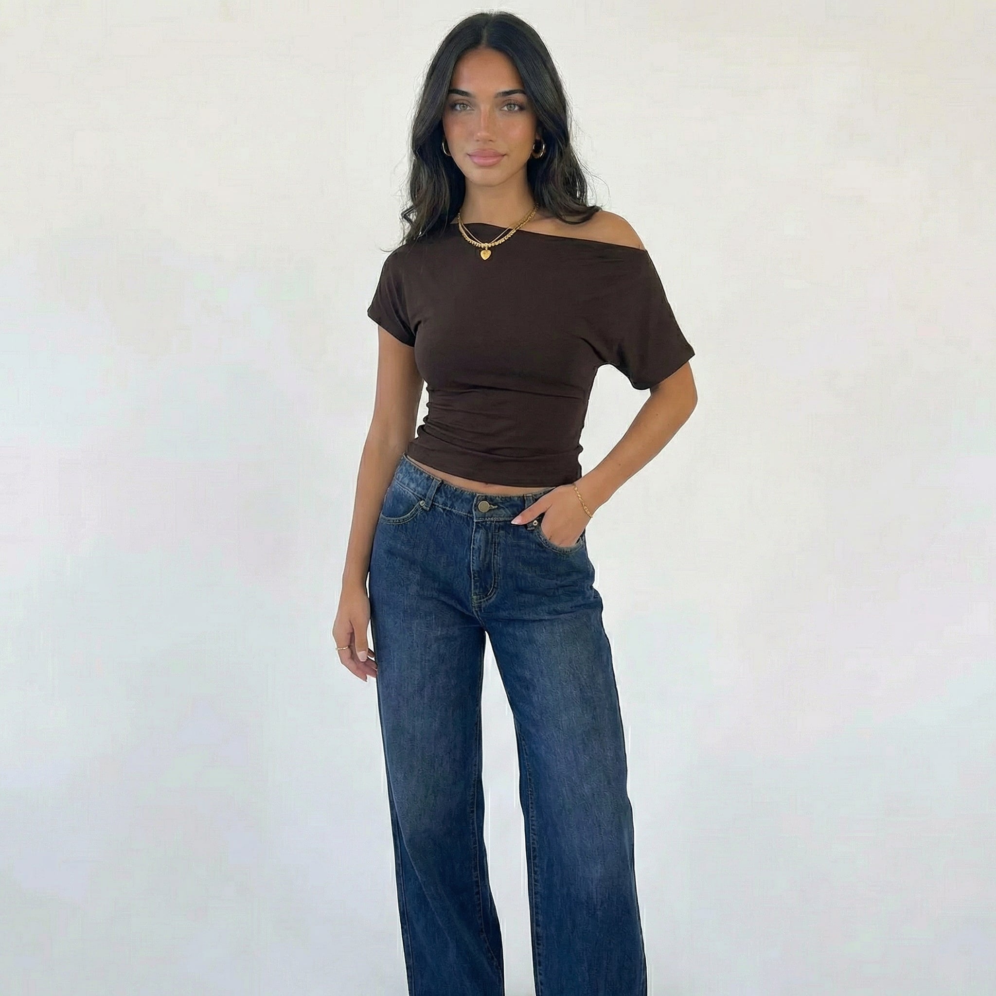 Women’s One Shoulder Fitted Short Sleeve Top