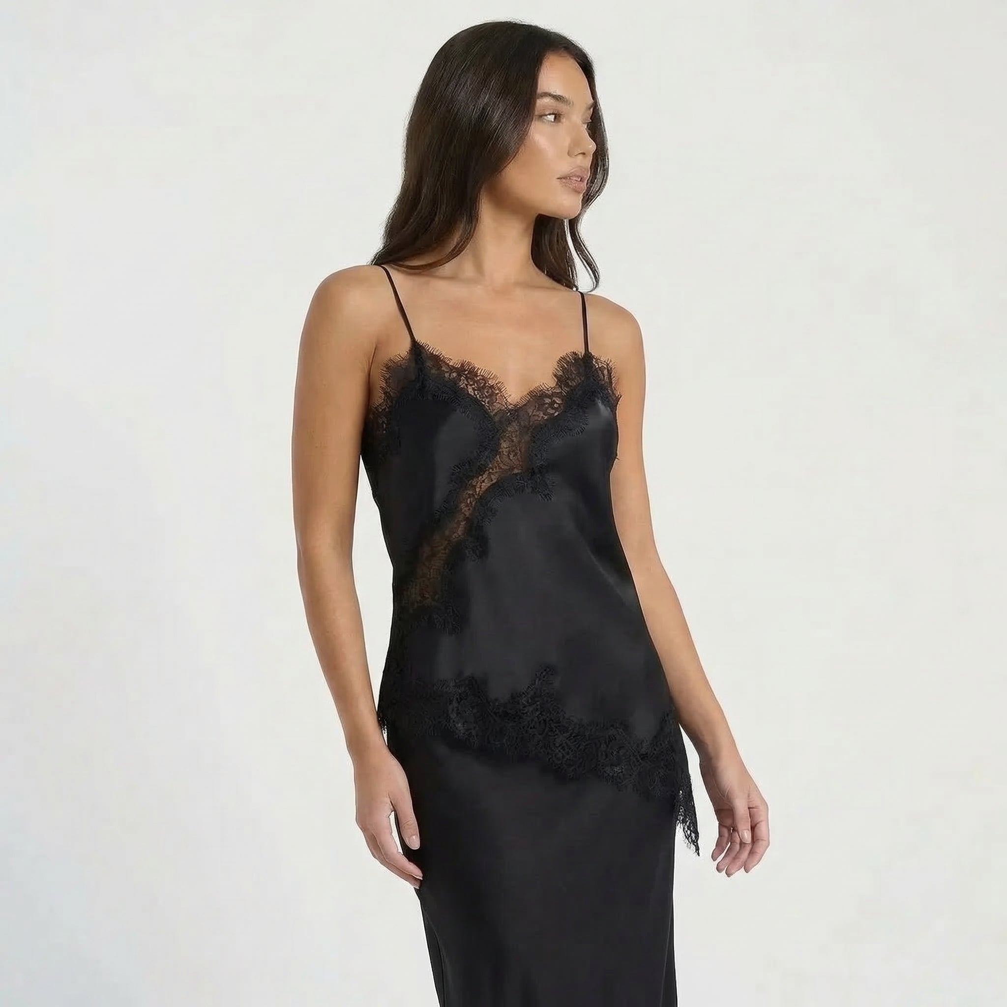 Women’s Satin Lace Trim Cami Top