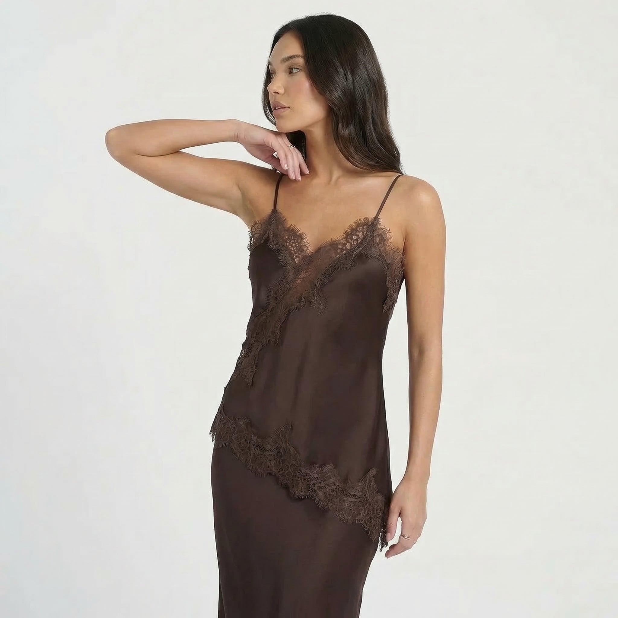Women’s Satin Lace Trim Cami Top