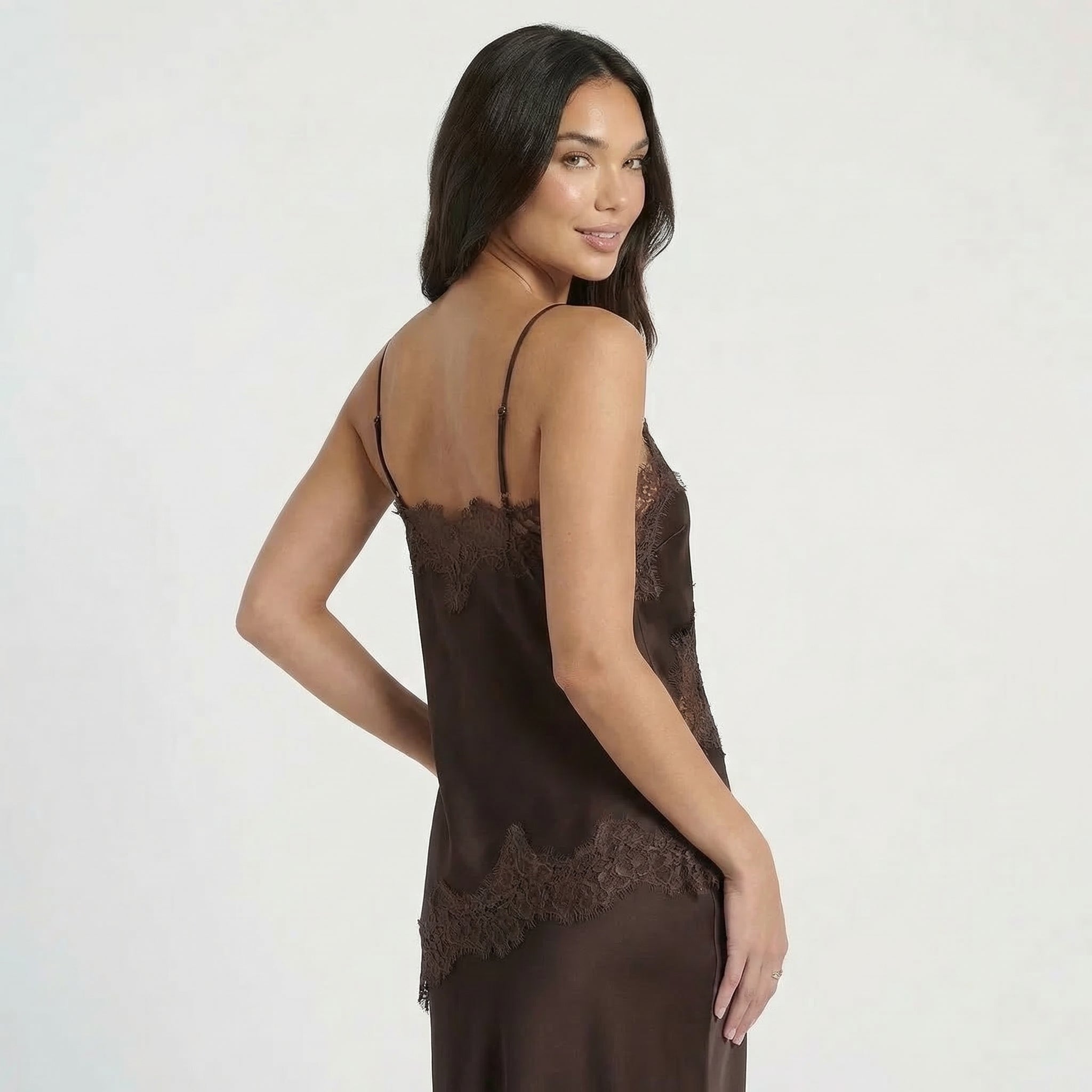 Women’s Satin Lace Trim Cami Top