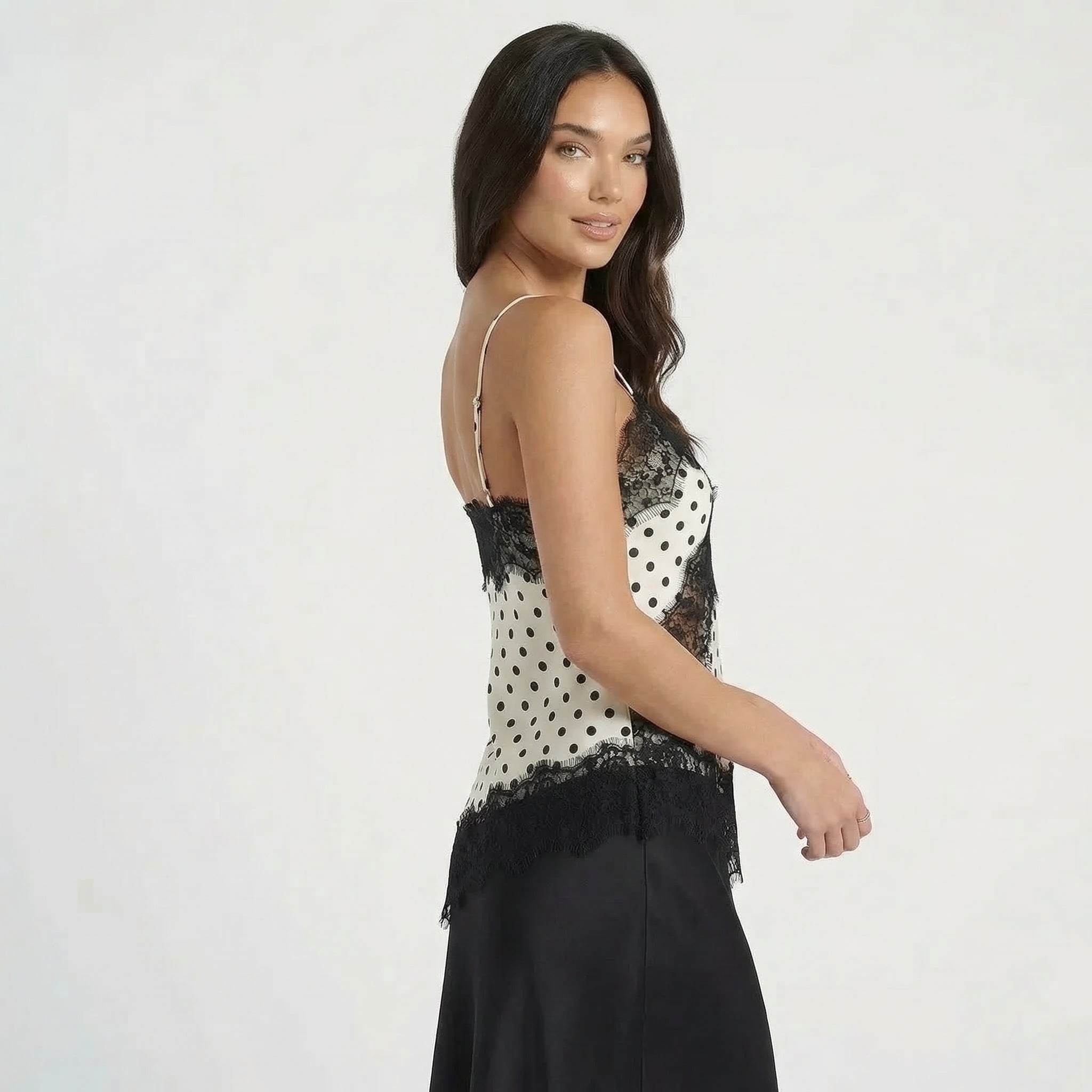 Women’s Satin Lace Trim Cami Top