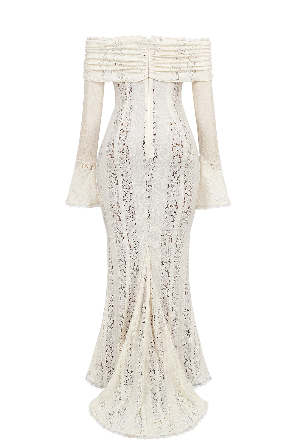 Off Shoulder Floral Lace Maxi Dress