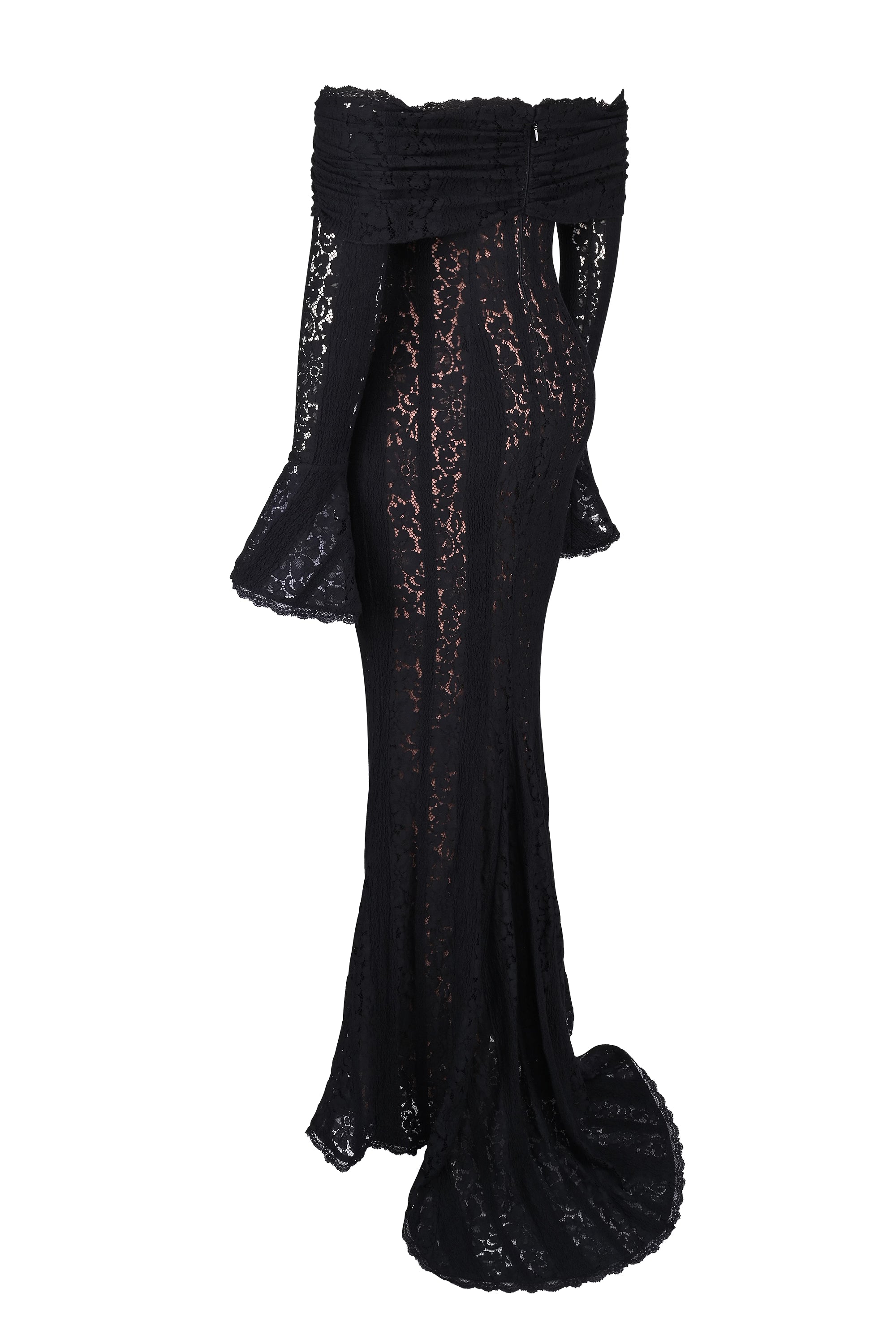 Off Shoulder Floral Lace Maxi Dress