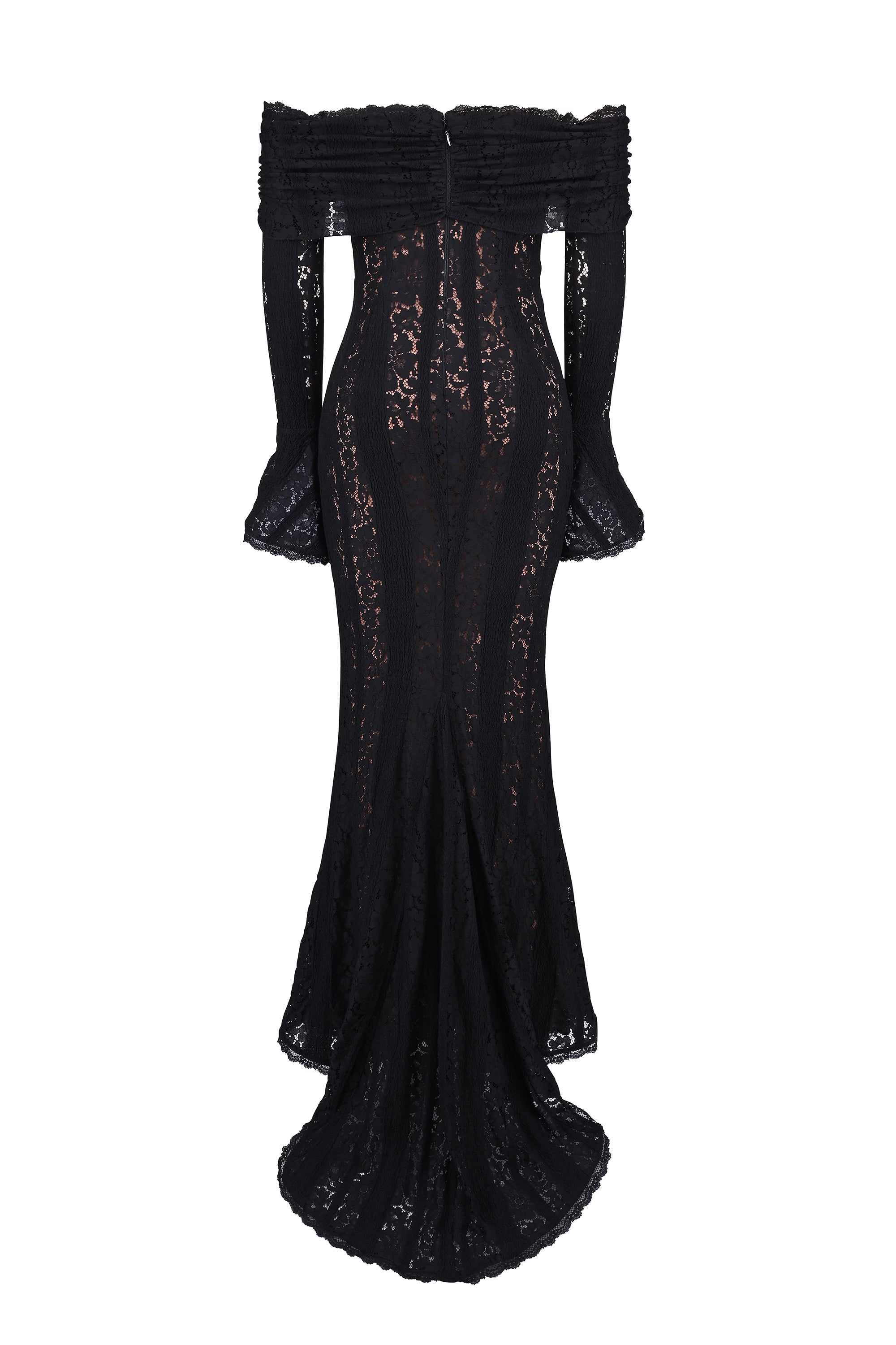 Off Shoulder Floral Lace Maxi Dress