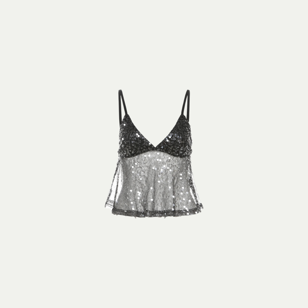 Women’s Sequin Sheer Lace Cami Top